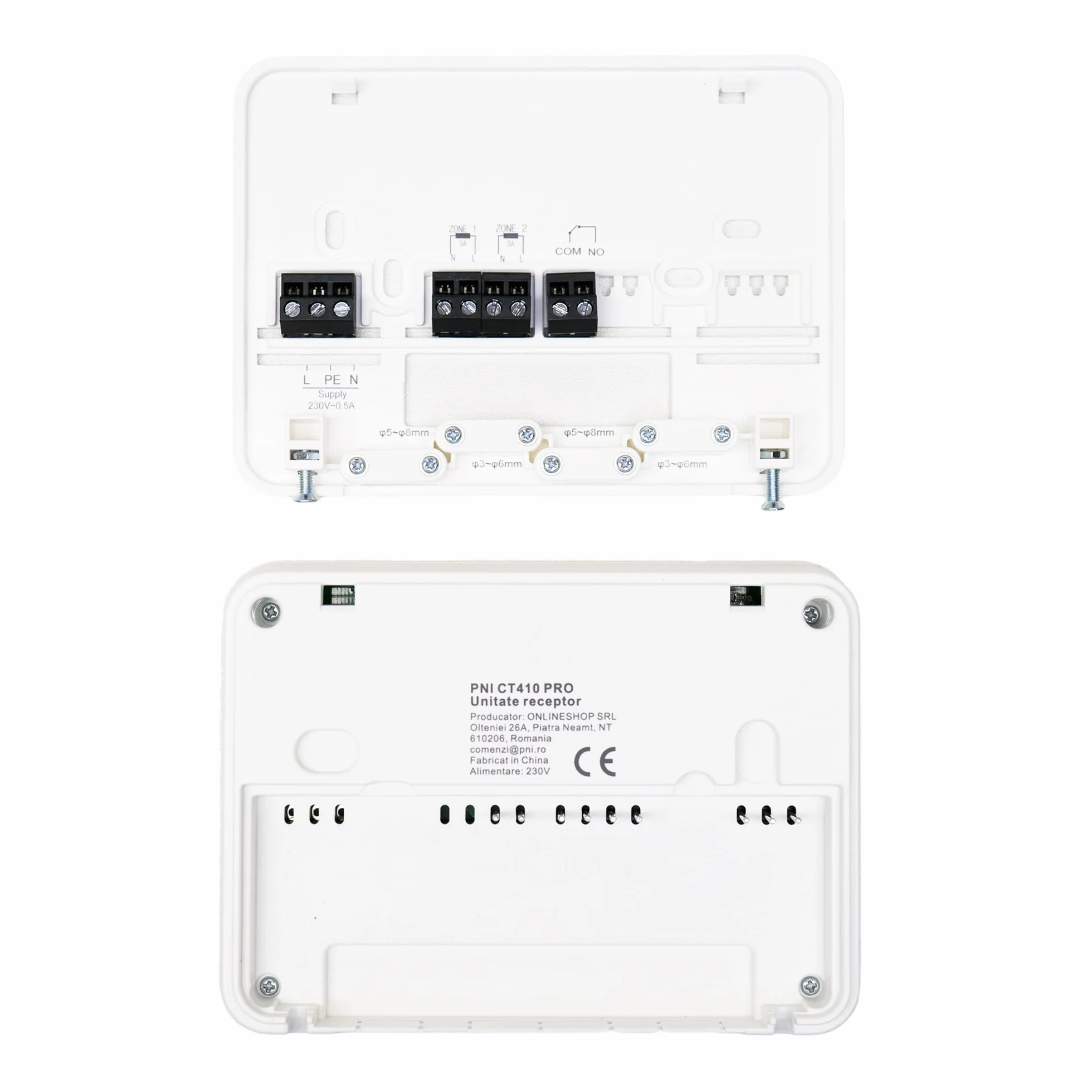 PNI CT410 PRO inteligentny termostat bezprzewodowy, z Wi-Fi, sterowanie 2 strefami przez Internet, do instalacji grzewczych, pomp, zaworów magnetycznych, aplikacji TuyaSmart, histereza 0,2 stopni C