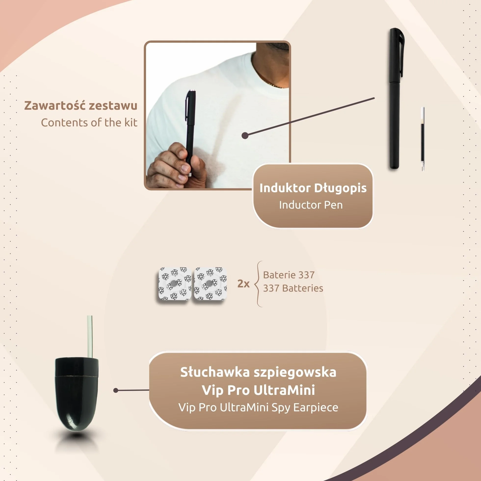 PingaOculto Słuchawka Szpiegowska Bluetooth Egzamin Ukryte Mini Niewidoczne Telefonu Mikrofonem - Słuchawki Szpiegowskie Bezprzewodowy Test (Słuchawka Szpiegowska Vip Pro UltraMini Długopis Bluetooth)