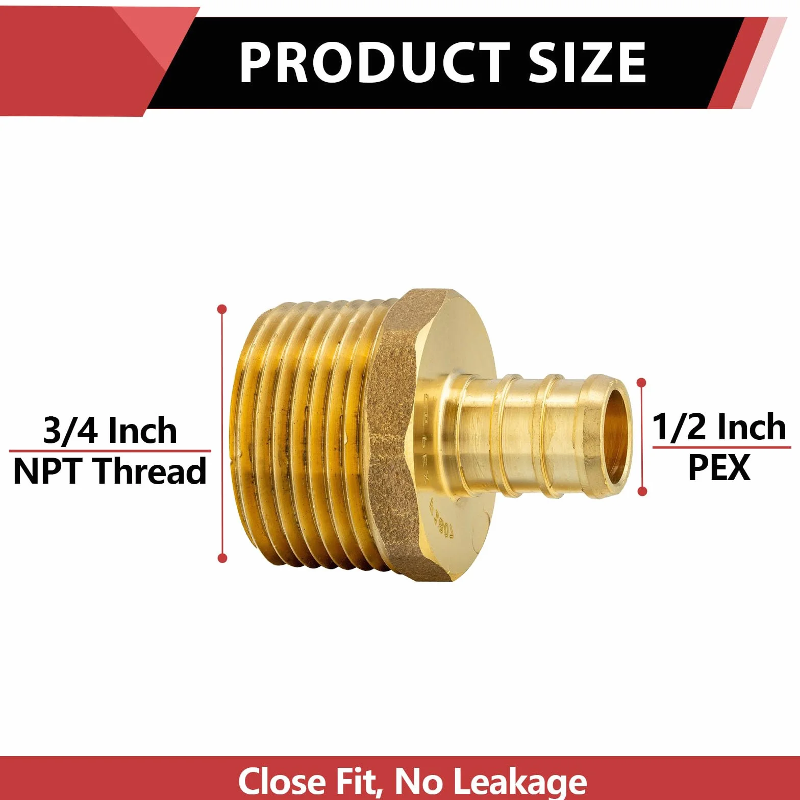 (5 szt.) EFIELD PEX 1/2 cala x 3/4 cala NPT męski adapter zaciskowy mosiężny (bez ołowiu) -5 sztuk