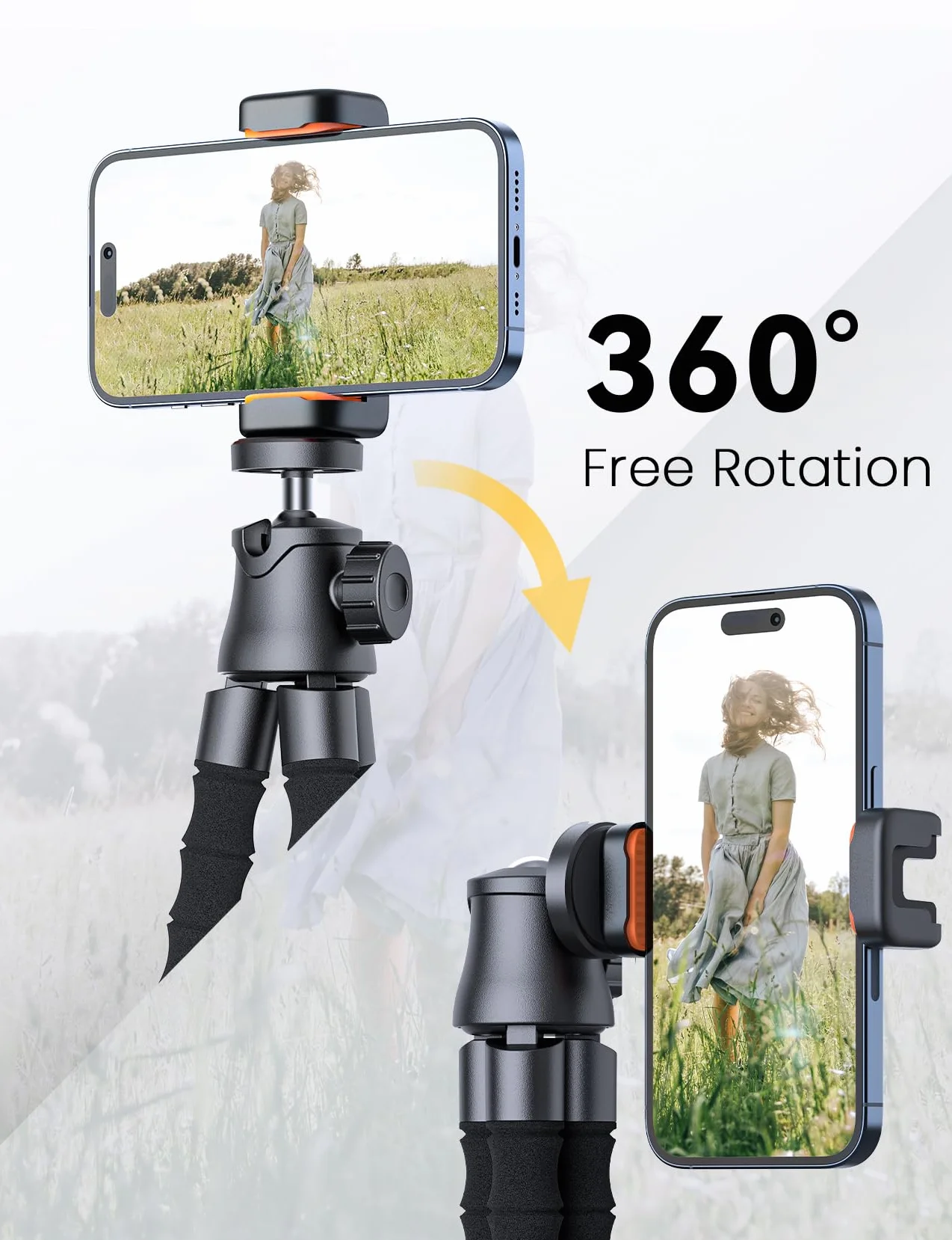 Przenośny statyw do telefonu 360° z pilotem do nagrywania wideo