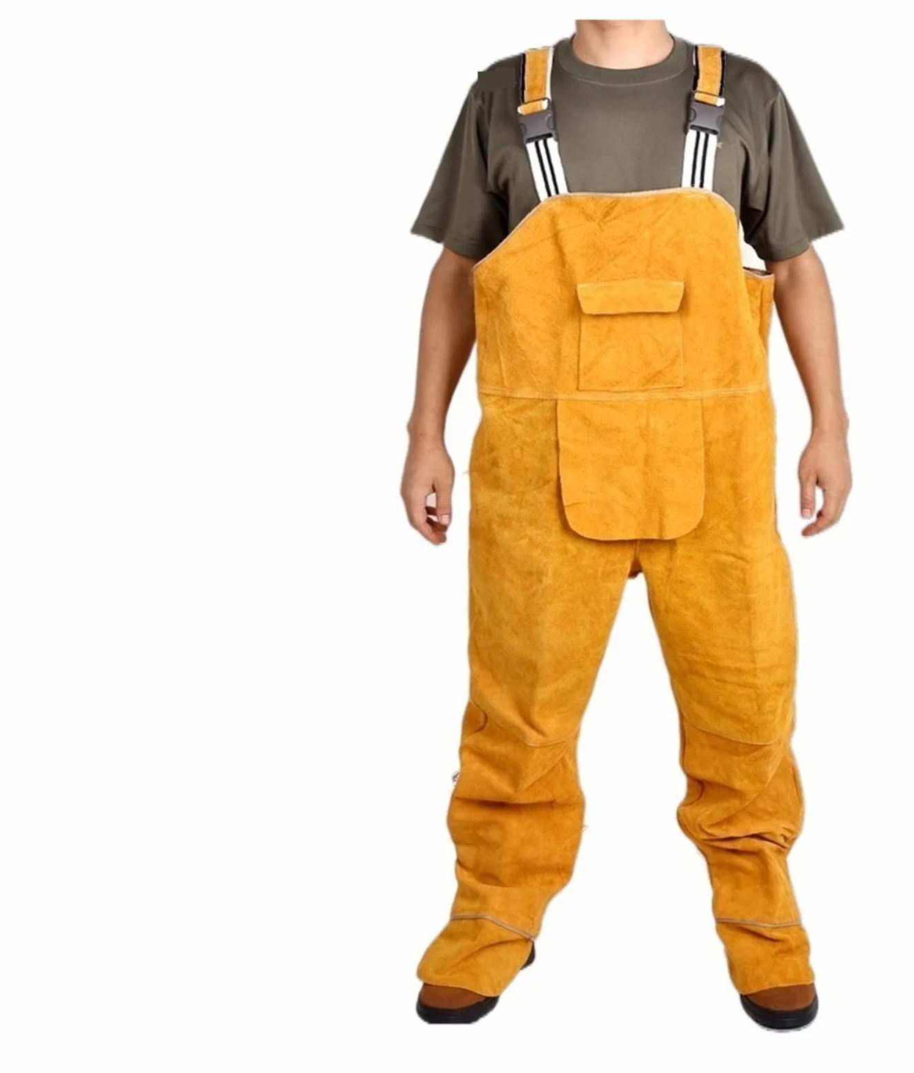 Unisex śliniak kombinezonu ochronne skórzane płomień opóźniający spawanie spawania spawaczy, Karta Obrania Ochrony,Wszechstronne Codzienne Zastosowanie(Yellow,XL)