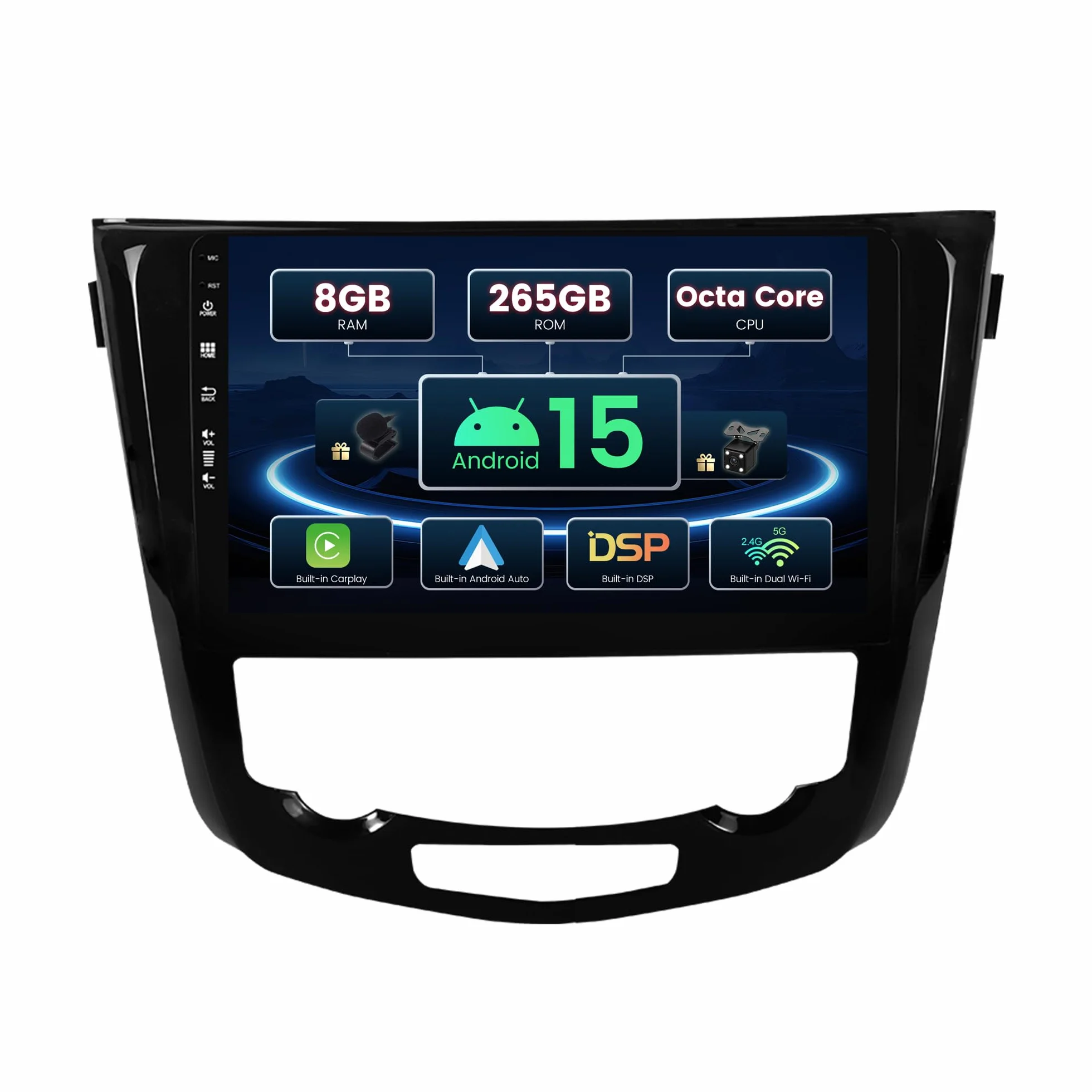 SXAUTO Radio samochodowe 2 DIN 10,1 cala Octa Core do Nissan X-Trail Qashqai J11 (2014-2018) Carplay Android Auto DSP