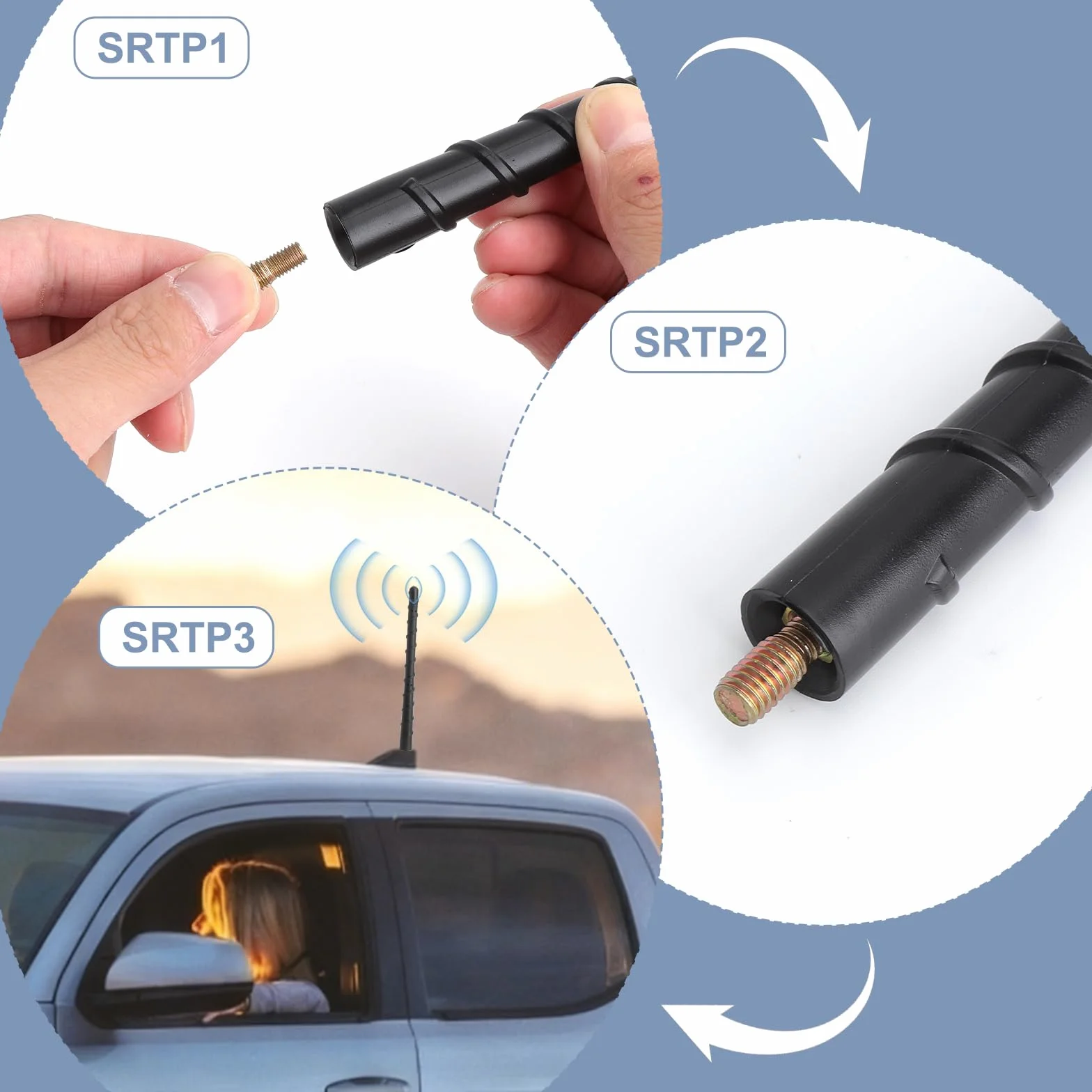 HENGBIRD Antena Samochodowa Krótka 18 cm, Uniwersalna Prętowa FM/AM/DAB z Adapterem M4 M5 M6