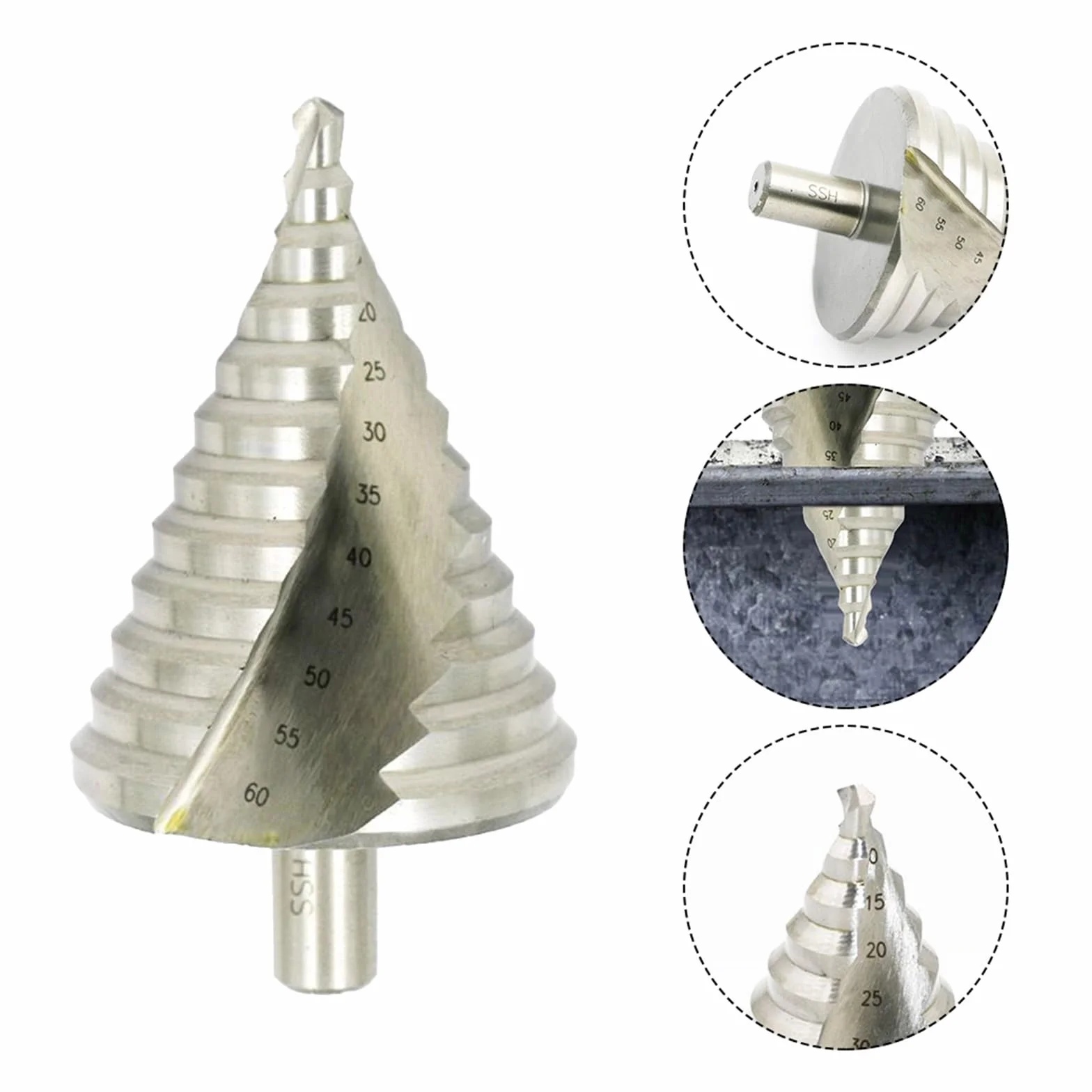 1pc 6-60mm wiertło stopniowe HSS Bit Twist Groove powlekane tytanem drewno metalowa wycinarka otworów rdzeń wiertła elektronarzędzia wiertło