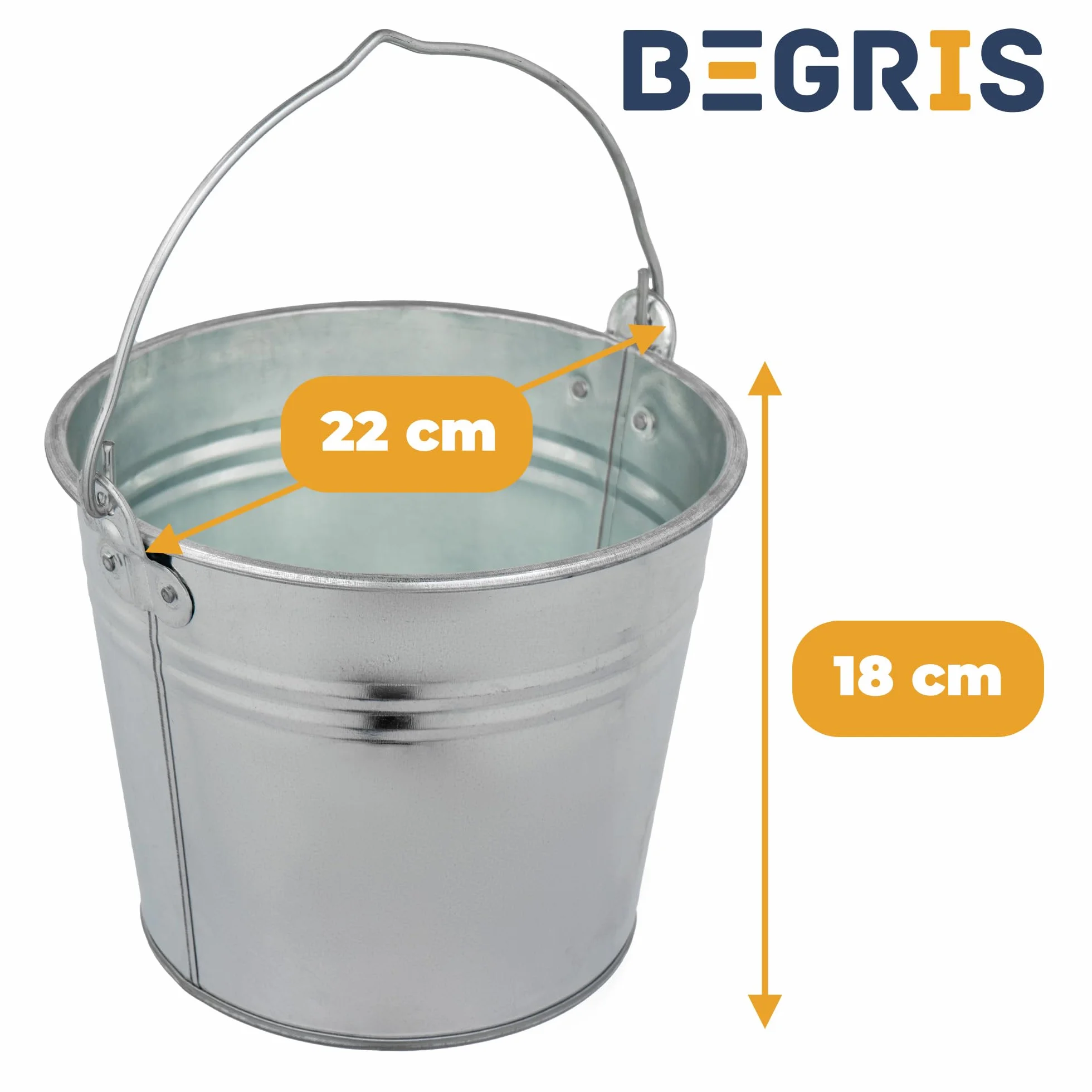 Wiadro metalowe 5L ocynkowane mocne gospodarcze z Uchwytem Wiaderko do Prac budowlanych, Ogrodu, Gospodarstwa solidne Ocynk srebrne