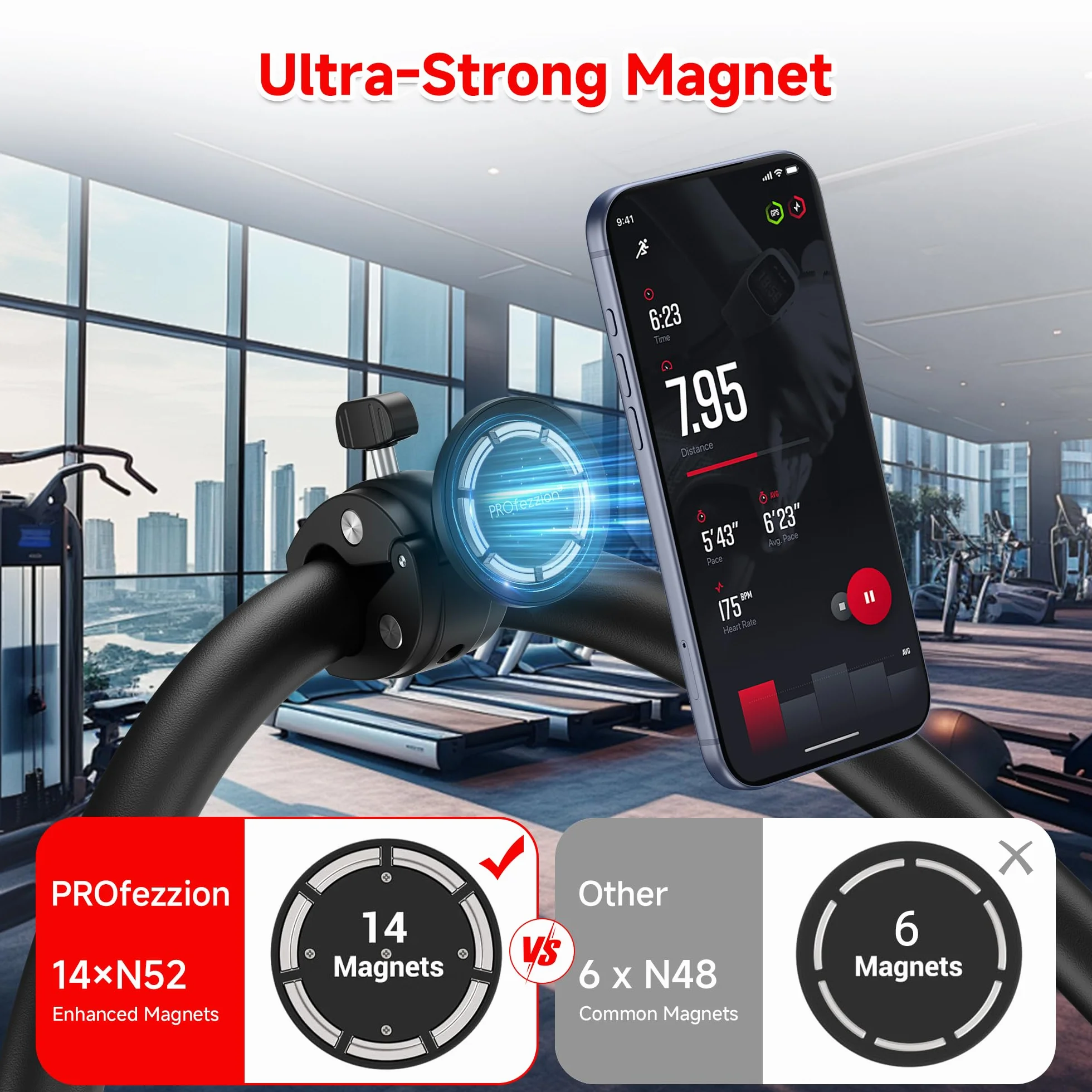 PROfezzion Magsafe uchwyt na kierownicę fitness do iPhone 15/14/13/12