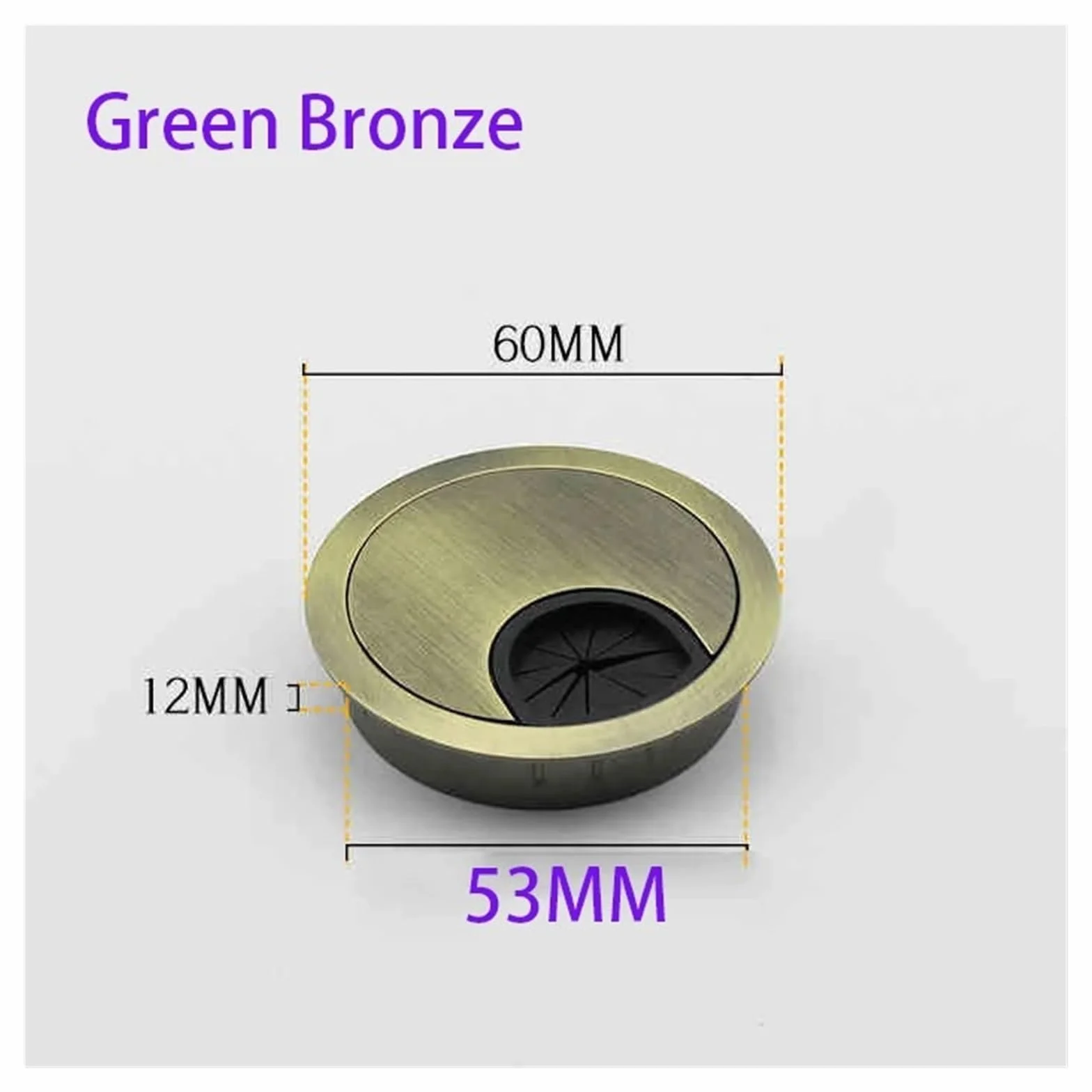 1/2/4/8 szt. blacha na biurko ze stopu cynku 50/53/60/80 mm osłona na kabel do organizera (53 mm zielony brąz, 8 szt.)