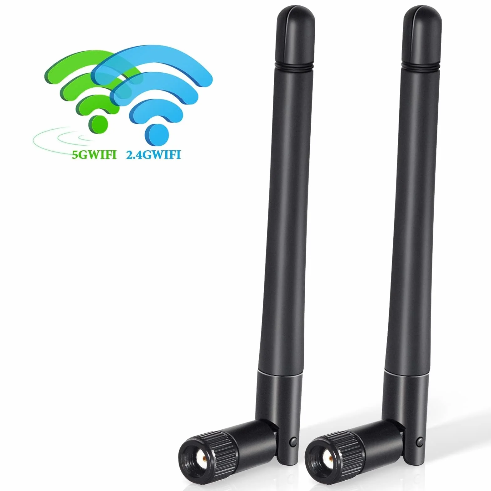Bingfu Dwuzakresowa antena WiFi 2,4 GHz 5 GHz 5,8 GHz 3dBi MIMO RP-SMA Męska wielokierunkowa 2 pakiety