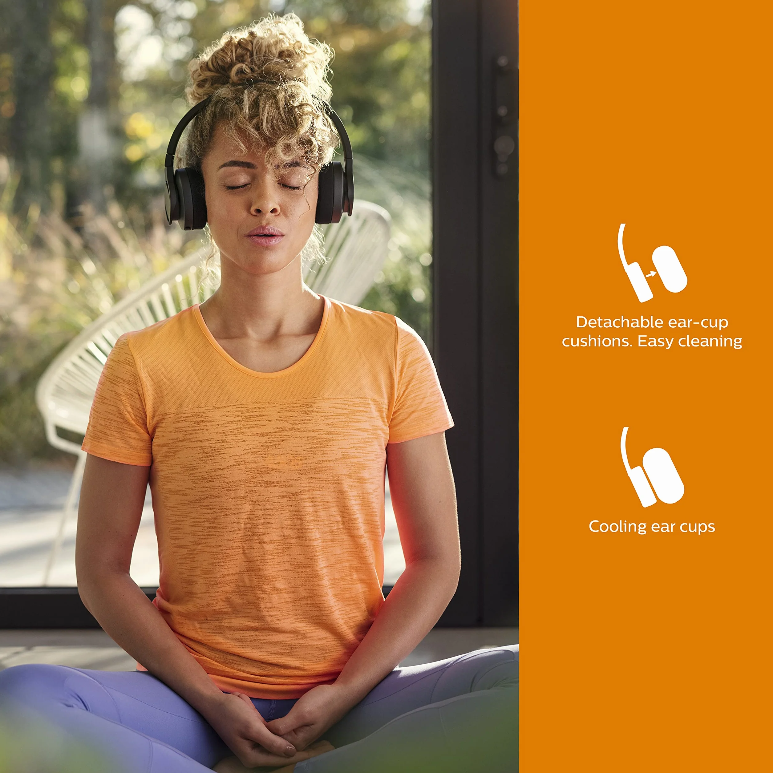 PHILIPS A4216BK/00 Bezprzewodowe Słuchawki Sportowe Nauszne 35 Godzin Odtwarzania, Stopień Ochrony Przed Pyłem i Wodą IP55, Chłodzące Nakładki Nauszne Czarny, 2021/2022 Model, On Ear, Go Sports