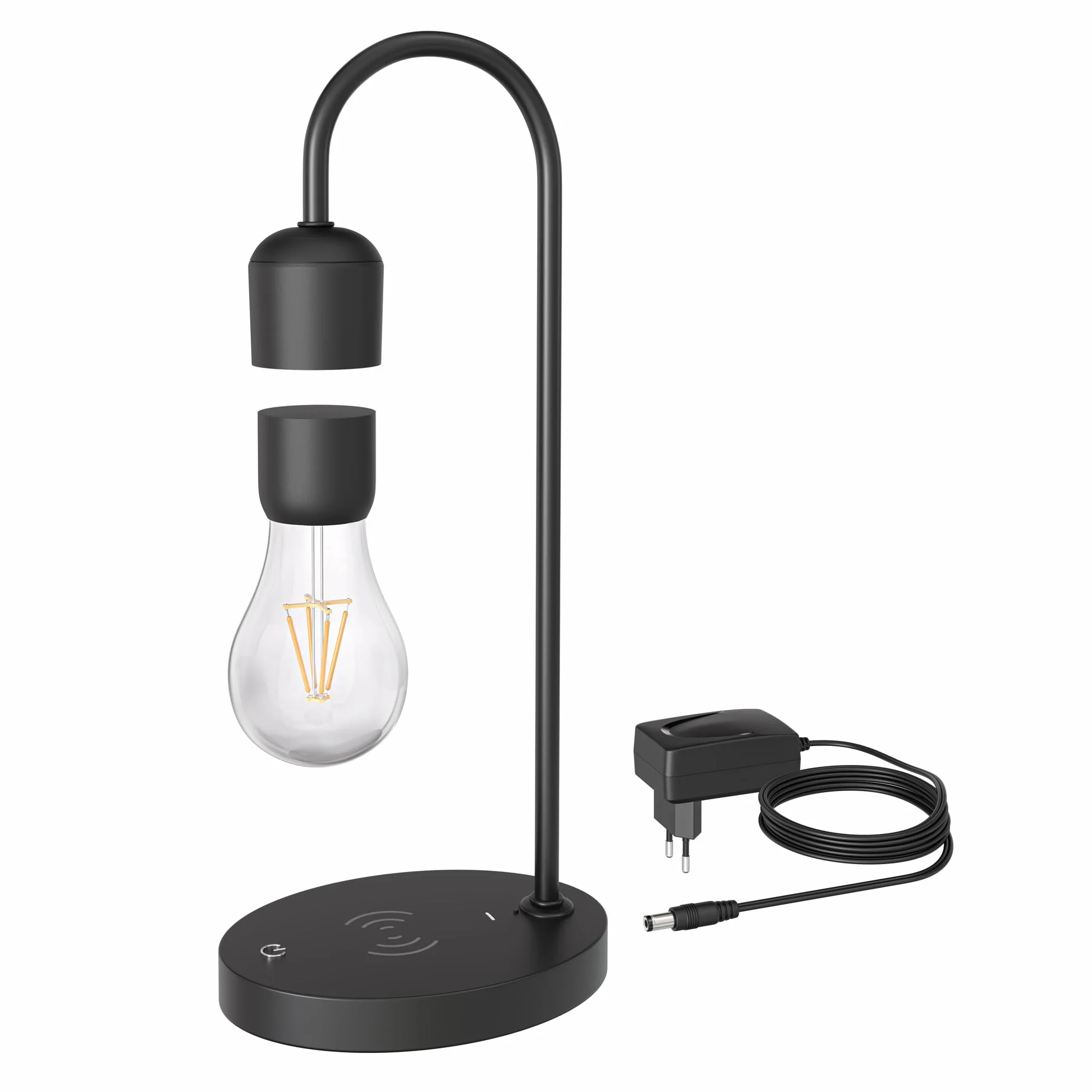 ledscom.de 2x magnetyczna, unosząca się w powietrzu lampa stołowa MAGNETO, czarna, oświetlenie dekoracyjne, oświetlenie nastrojowe