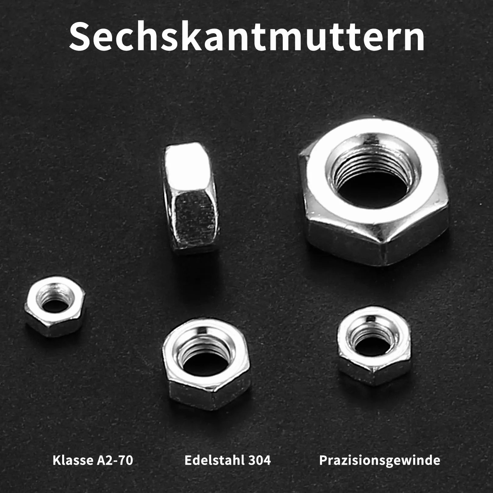 Zestaw 200 nakrętek sześciokątnych M3, M4, M5, M6, M8, nakrętki zabezpieczające, stal węglowa, zestaw nakrętek samozabezpieczających do śrub, podkładek, prętów gwintowanych