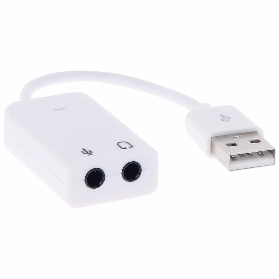 Adapter karty dźwiękowej audio USB 2.0 do PC z jack 3,5 mm, biały