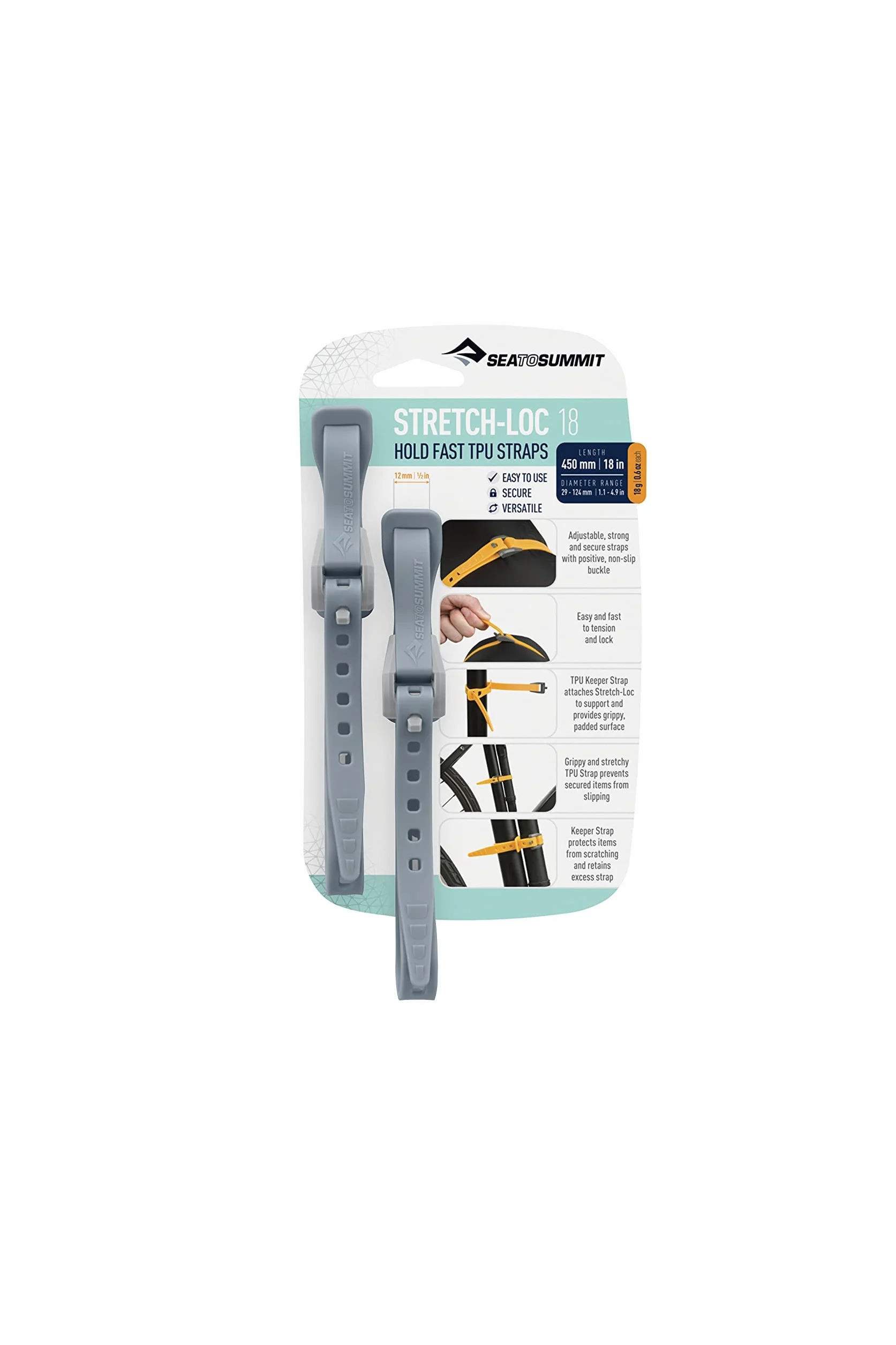 Sea to Summit Stretch-loc 18-12mm X 450mm 2 Pack Akcesoria, Unisex Dorosły
