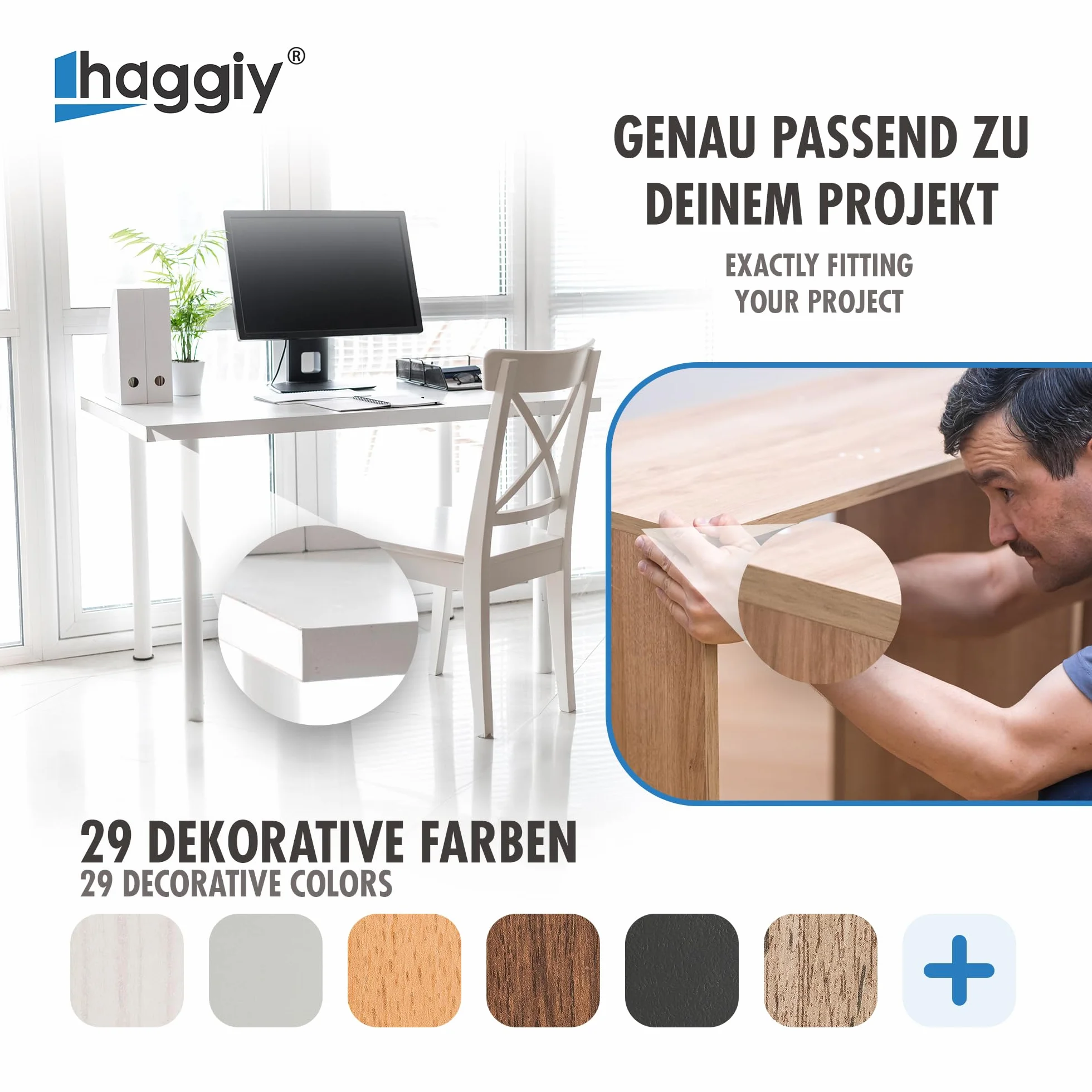 melaminowa taśma krawędziowa samoprzylepna 18 mm x 5 m I taśma krawędziowa meblowa I bezpieczne trzymanie bez prasowania I okleina na półki/panele drewniane (biała)