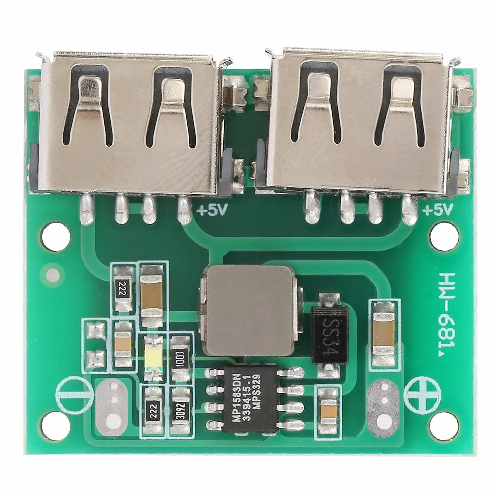 ASHATA Przetwornica z dwoma wyjściami USB, 9 V/12 V/24 V do 5 V 3 A DC-DC Step Down moduł ładowania moduł ładowania zasilacz regulator napięcia wolt transformator płyta