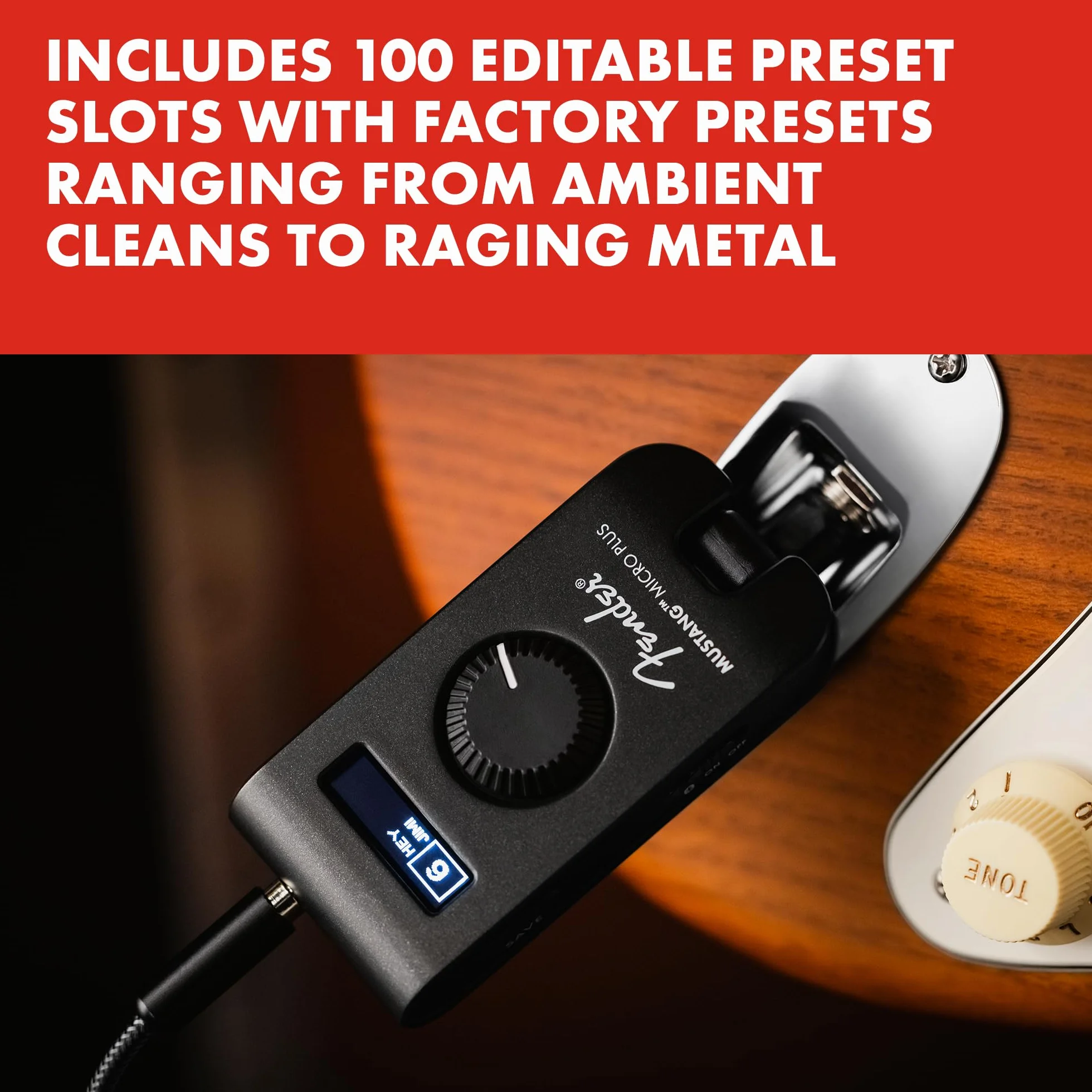 Fender Mustang Micro Plus wzmacniacz gitarowy słuchawkowy 25 modeli 25 efektów Bluetooth 100 ustawień ładowanie USB