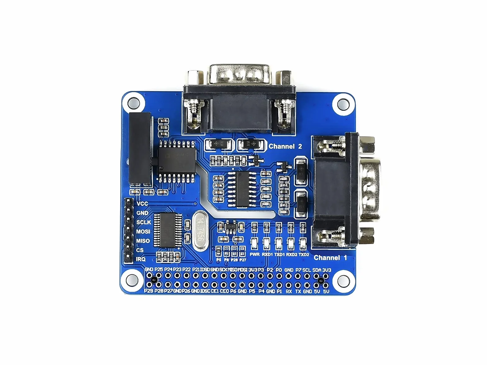 Waveshare 2-Channel Isolated RS232 Expansion HAT for Raspberry Pi SC16IS752+SP3232