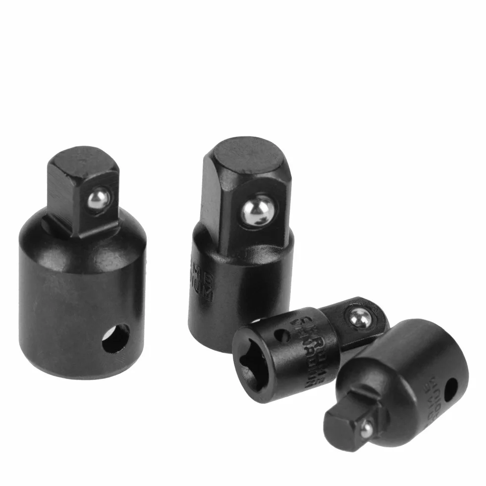 Zestaw adapterów nasadowych i reduktorów ze stali chromowo-wanadowej – 1/10.2 cm, 3/20.3 cm, 1/5.1 cm, adapter klucza grzechotkowego, zestaw do konwersji rozszerzeń (czarny)