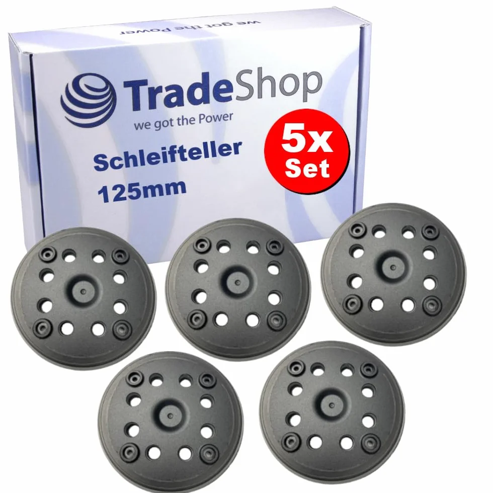 5 x Trade-Shop 8-otworowy + 4-otworowy talerz szlifierski na rzep, talerz podporowy/talerz samoprzylepny, kompatybilny z Bosch PEX 270 A, PEX 270 AE, zamiennik 2608601159, 2608601169