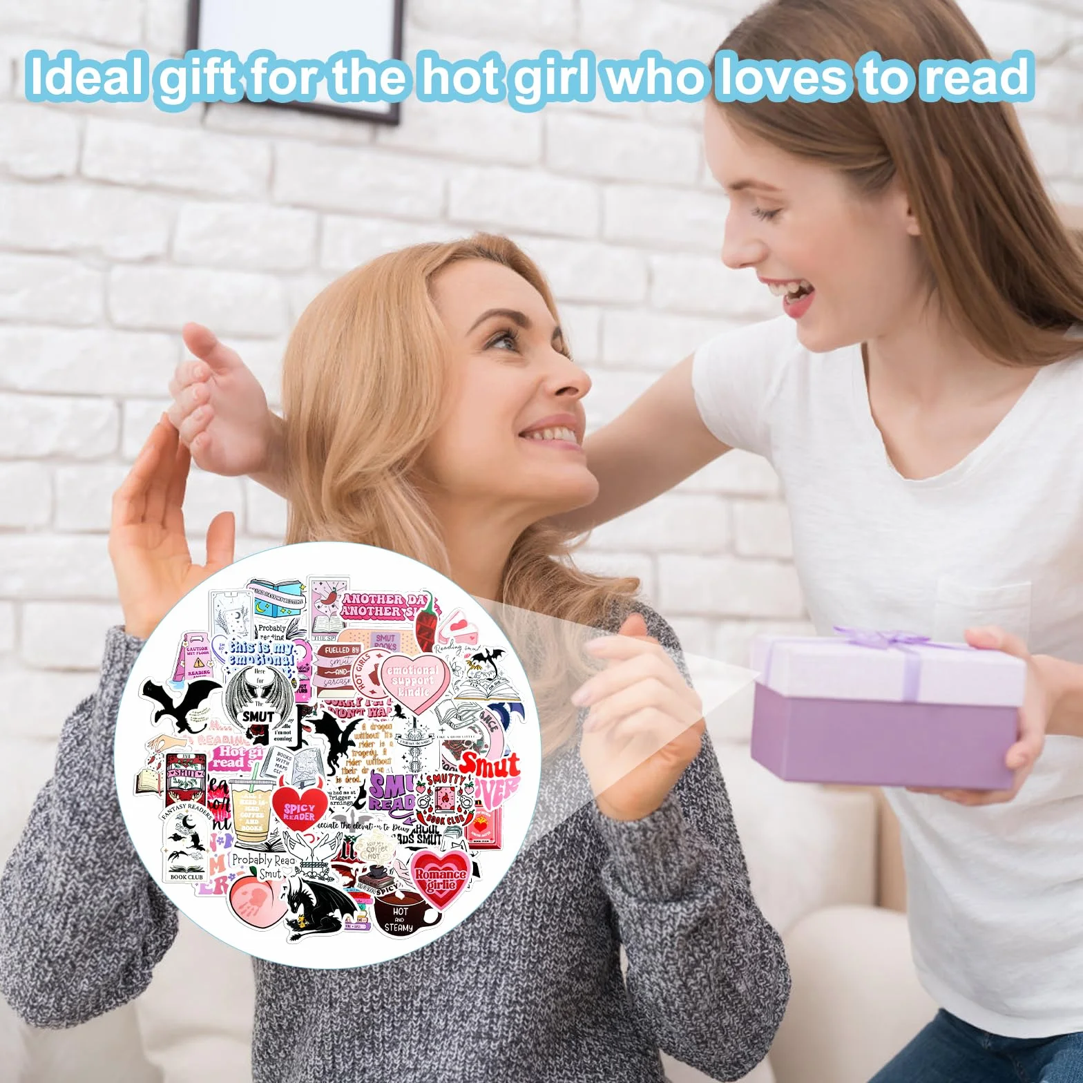 Aesthetic Bookish zestaw naklejek – 52 sztuki naklejek Kawaii na książki, laptopy, Kindle, notatniki, telefony komórkowe – wodoodporne naklejki dla dziewcząt i kobiet, pomysł na prezent dla miłośników