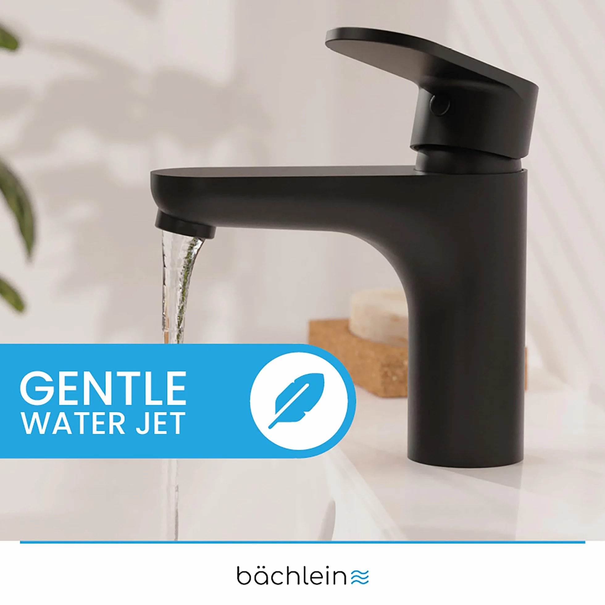 Bächlein Kran łazienkowy o klasycznym wzornictwie, jednouchwytowa bateria z trwałym wkładem ceramicznym i zestawem montażowym, czarna - klasyczna