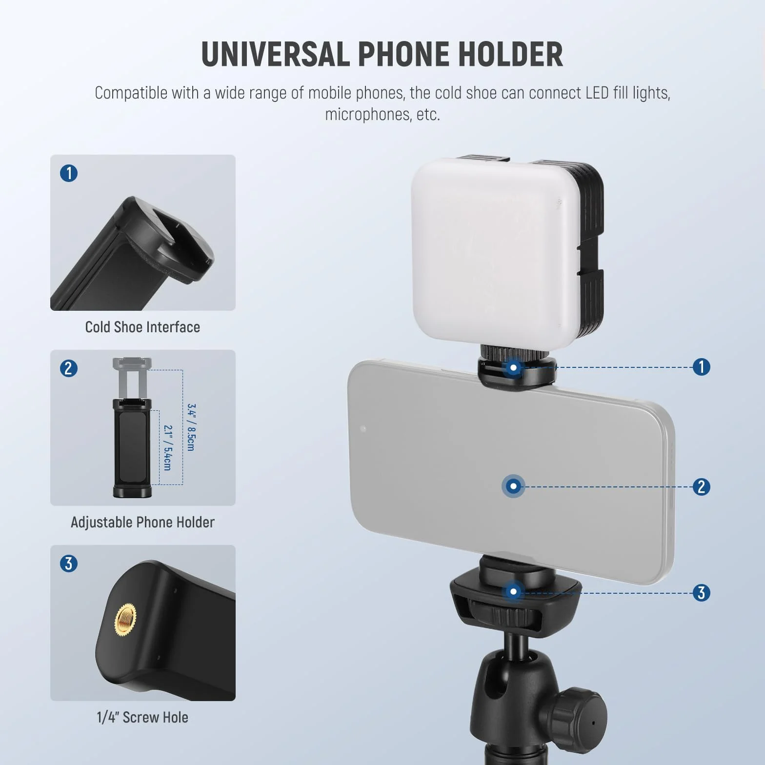 NEEWER Statyw do telefonu i aparatu z pilotem, 159,8 cm, metalowy kij do selfie, przenośny statyw do Canon Sony DLSR GoPro