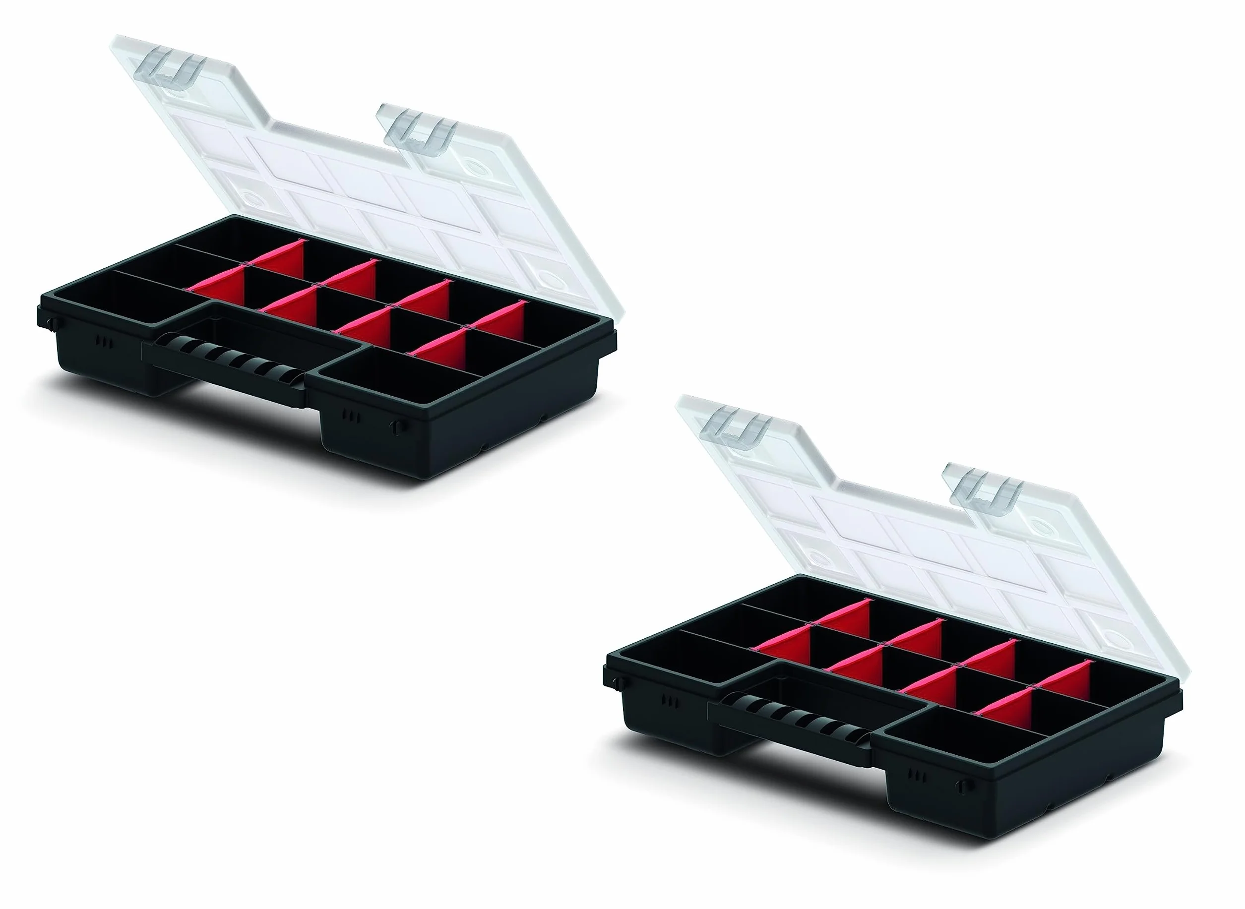 Mivos Dwustronna skrzynka asortymentowa 287x186x100mm - 2-stronna skrzynka do sortowania z 64 regulowanymi przegródkami – pudełko na śruby – Organizer na akcesoria