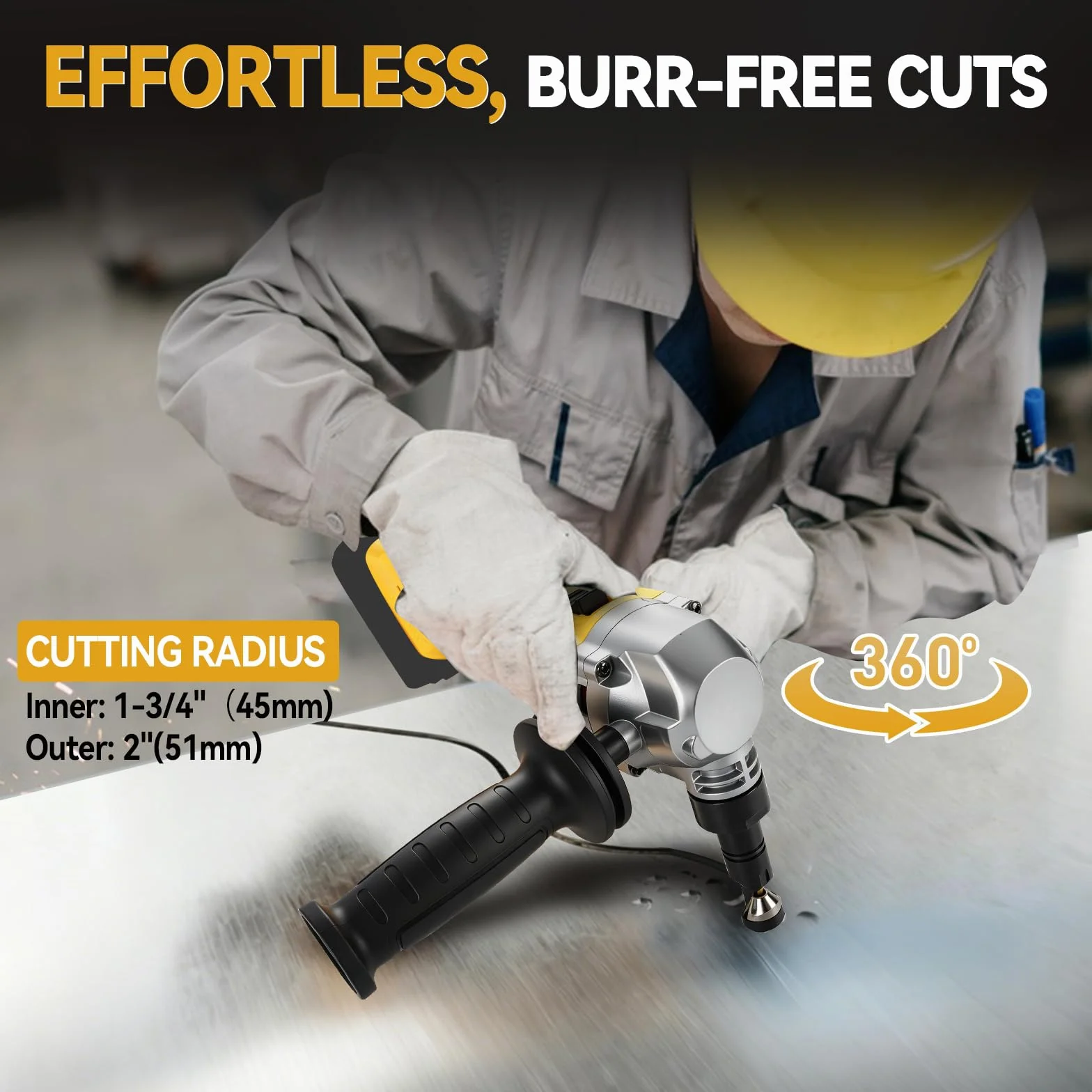 Akumulatorowe nożyce do blachy, kompatybilny z Dewalt 18/20 V, 2200 obr./min, 800 W, bezszczotkowe nożyce do metalu, obracany o 360°, 3-stopniowy stopień cięcia stali nierdzewnej, aluminium (bez