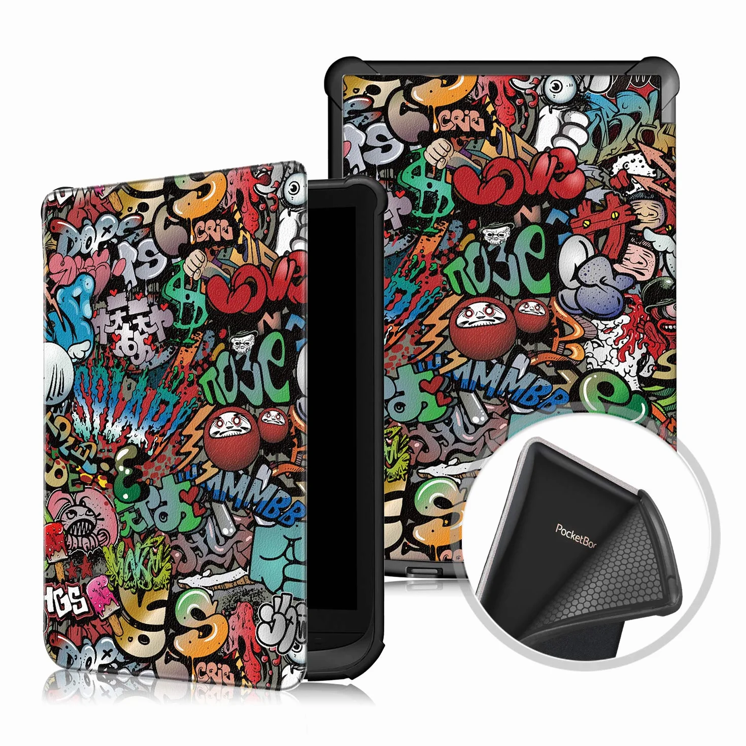 Etui z klapką ze skóry PU do Pocketbook Touch Lux 5/Touch Lux 4/Touch HD 3/Basic 4/Basic lux 3/Basic Lux 2/Colour z funkcją automatycznego wygaszenia/budzenia