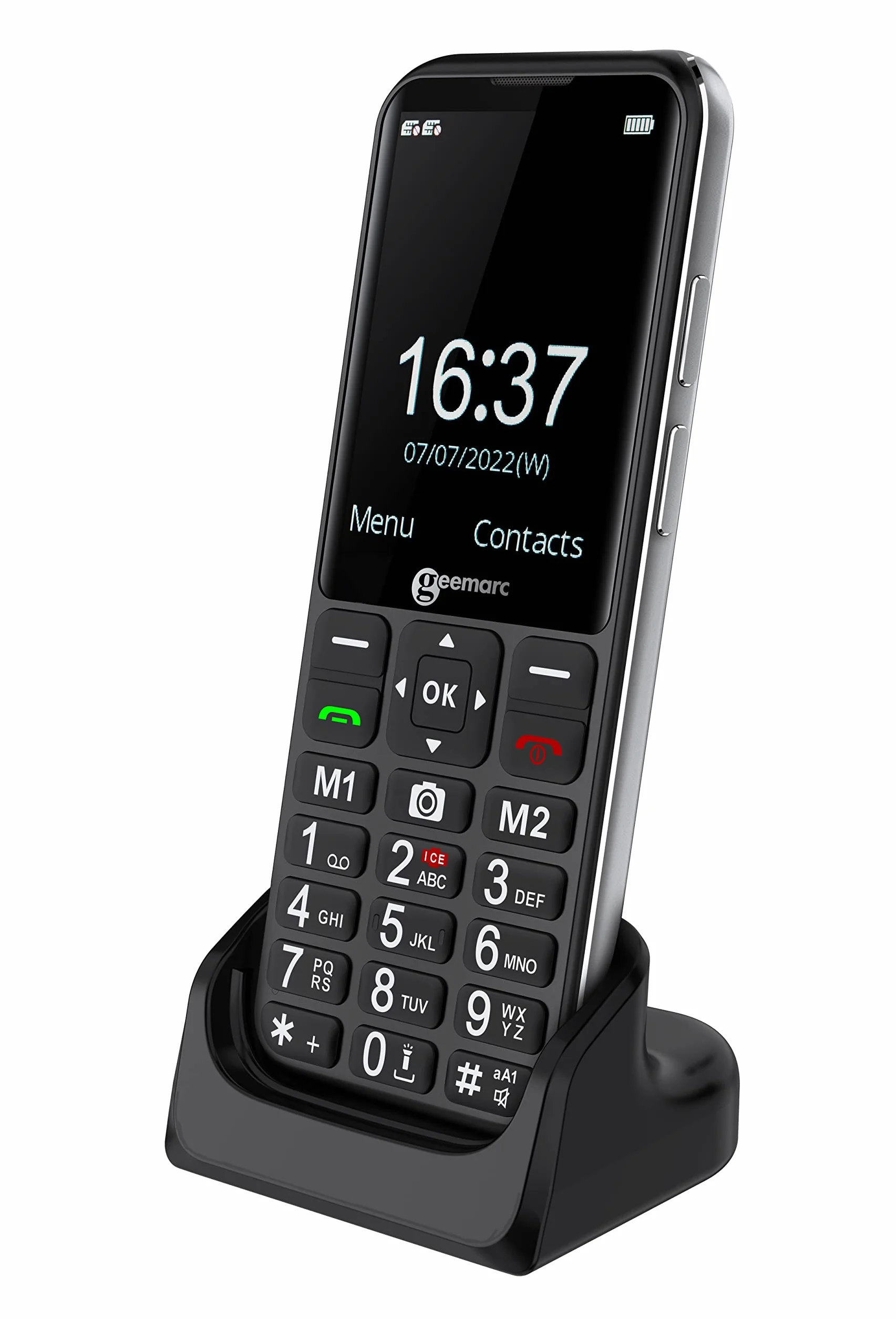 Geemarc CL8600 4G telefon komórkowy ze zwiększoną głośnością odbioru, dużymi przyciskami, funkcją SOS i przyciskami pamięci dla osób starszych, dla audiolezów, odblokowany i Bluetooth, wersja IT