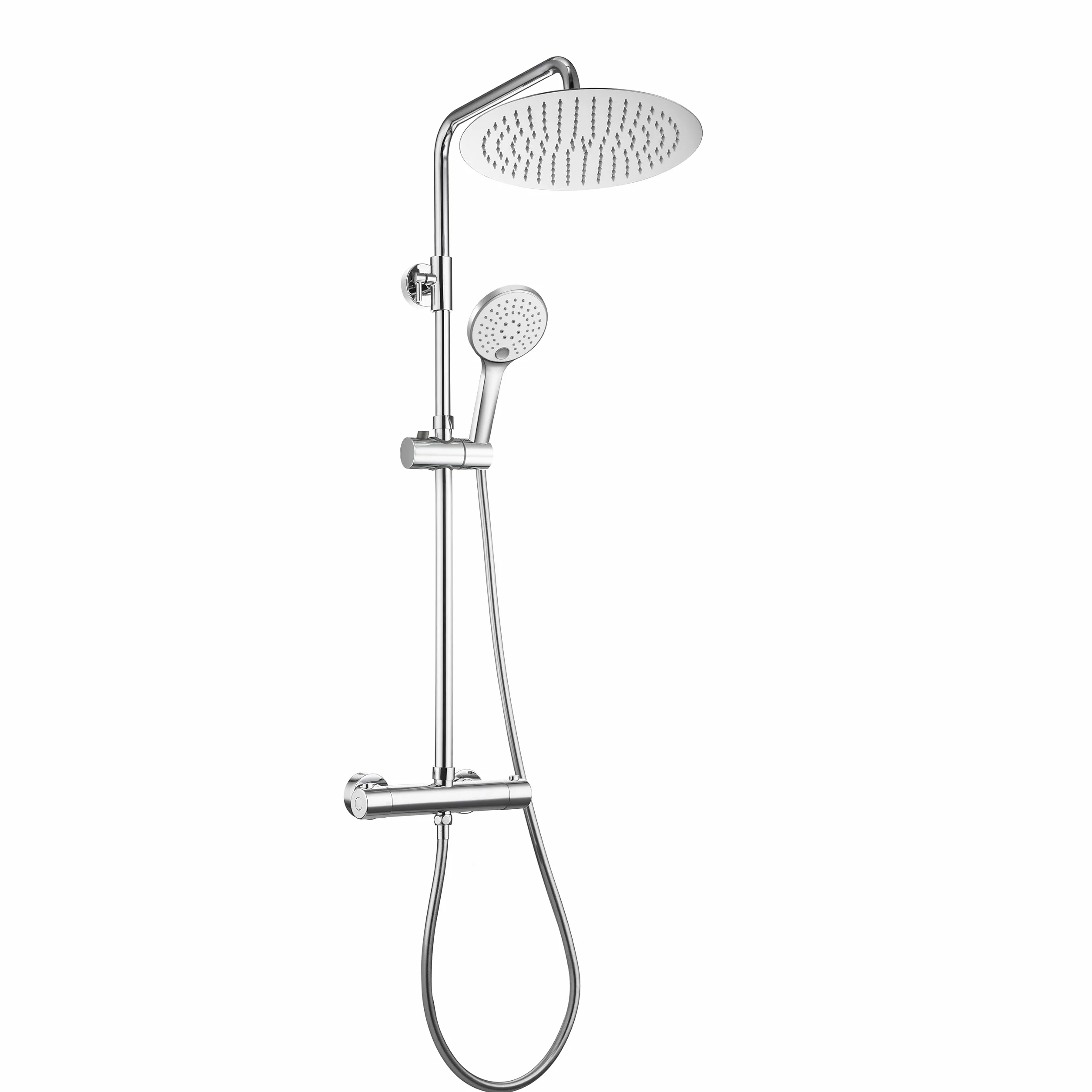 JOHO 304 zestaw prysznicowy ze stali nierdzewnej z termostatem, armatura prysznicowa, deszczownica, system prysznicowy z głowicą prysznicową, średnica 25 cm, chrom