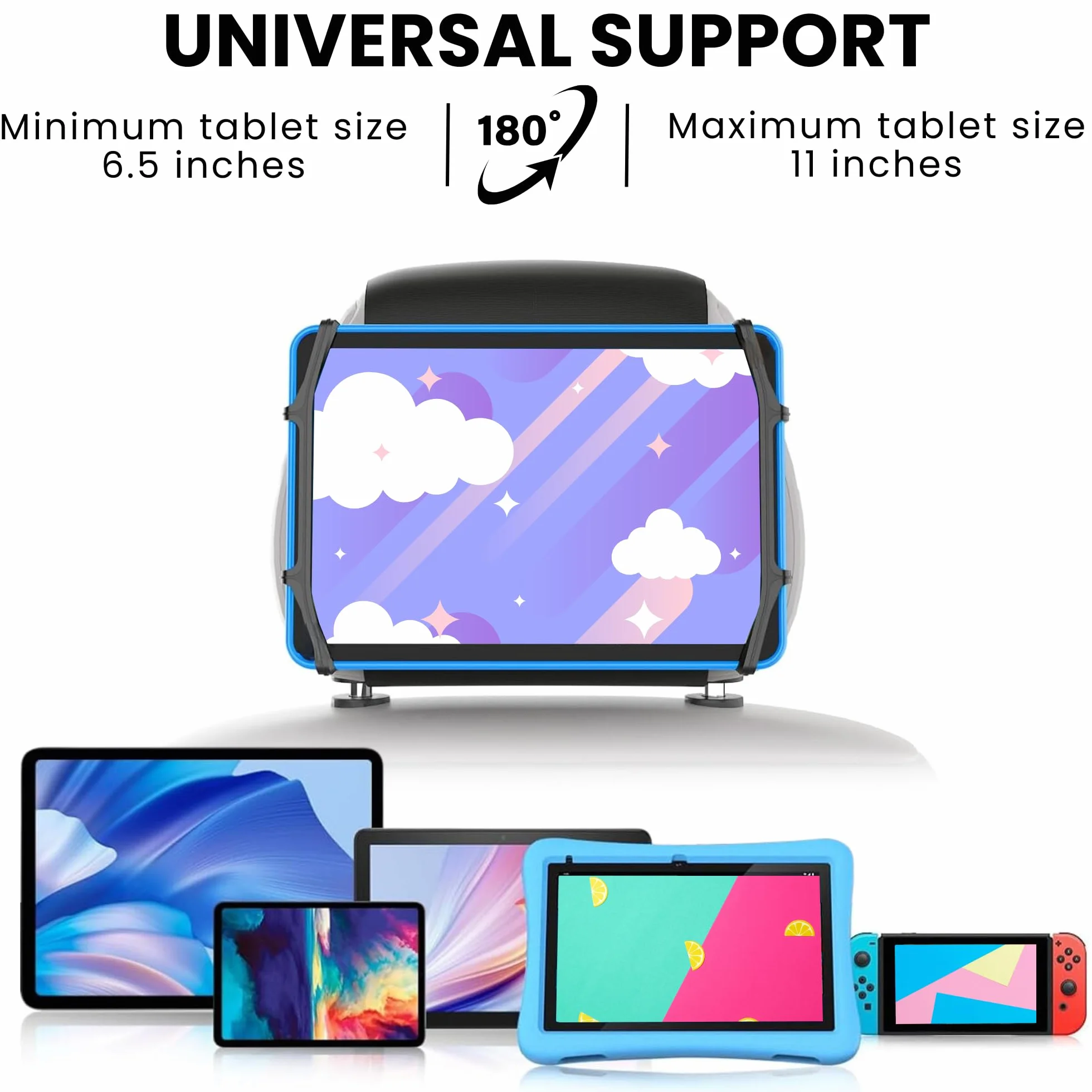 2X Uchwyt Samochodowy na Tablet, Arozxin Uchwyt do Tabletu, Elastyczny Uchwyt na Tablet w Zagłówku dla Wszystkich Tabletów od 6.5 do 11 cala, Kompatybilny z Tabletami iPad, Switch i Fire.