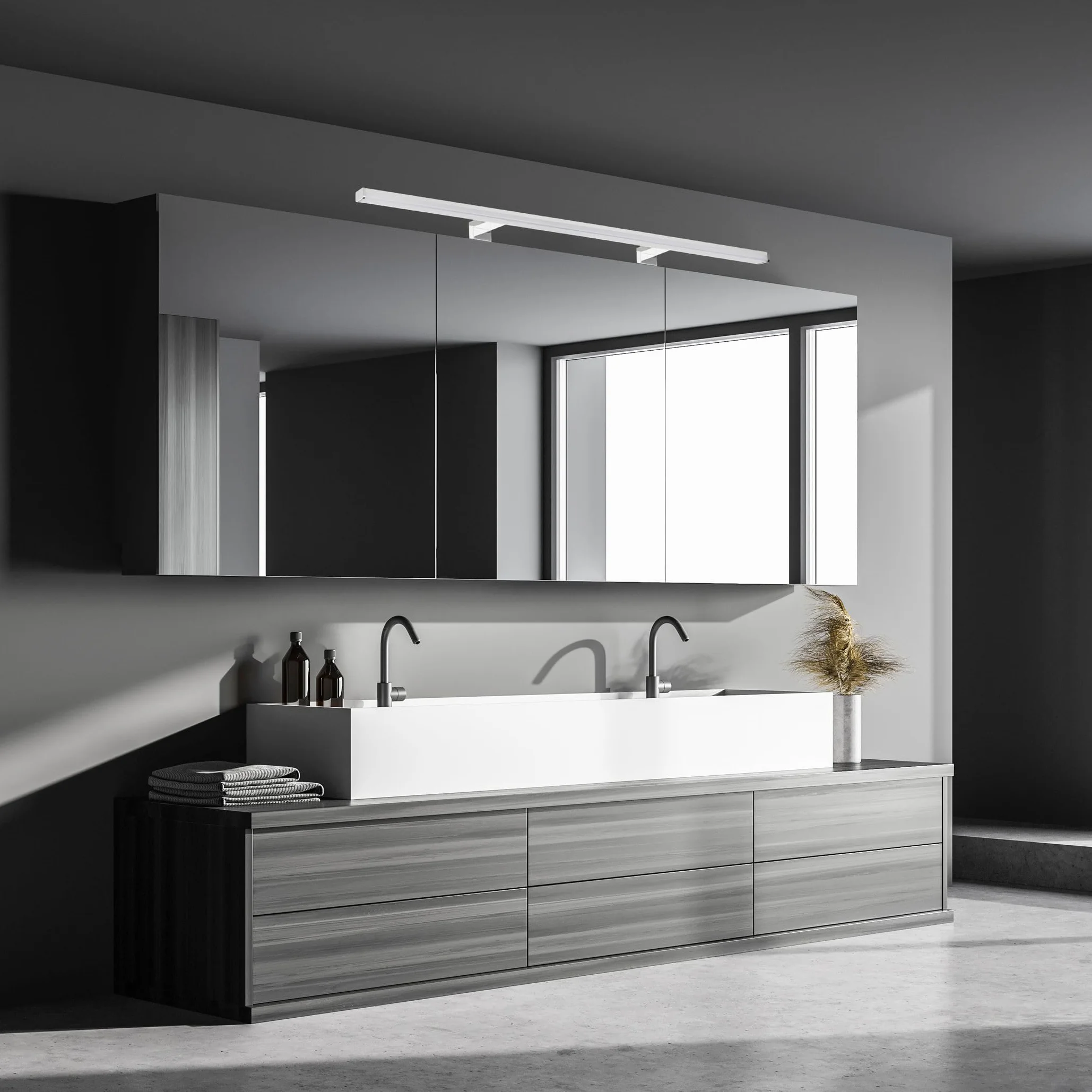 SEBSON® Lampa lustrzana LED, 120 cm, oświetlenie łazienki IP44, lampa szafka lustrzana, neutralna biała 4000 K, 1500 lm, oświetlenie lusterka 1200 x 98 x 44 mm aluminium