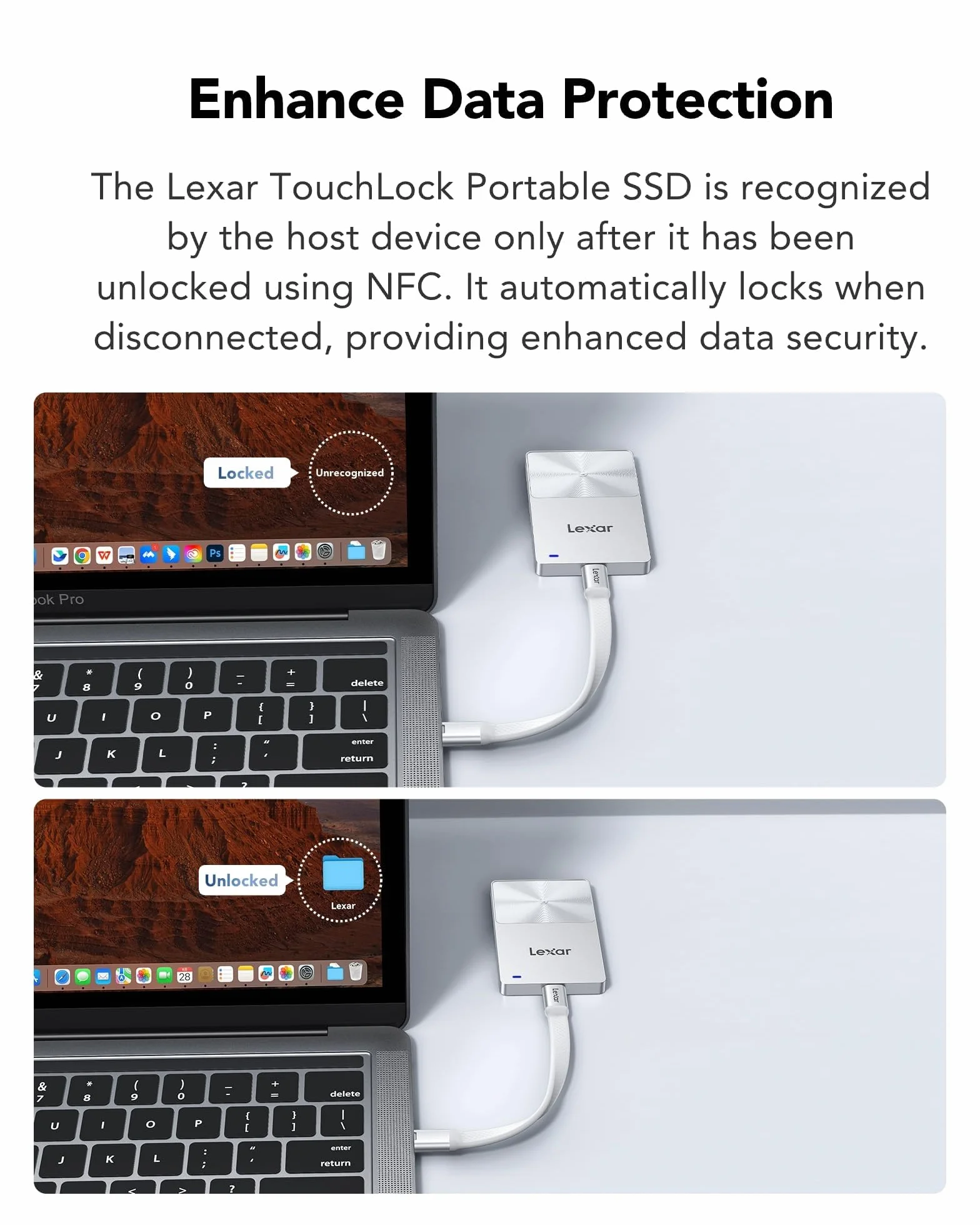 Lexar TouchLock Przenośny dysk SSD 1TB NFC USB 3.2 Gen2 zewnętrzny