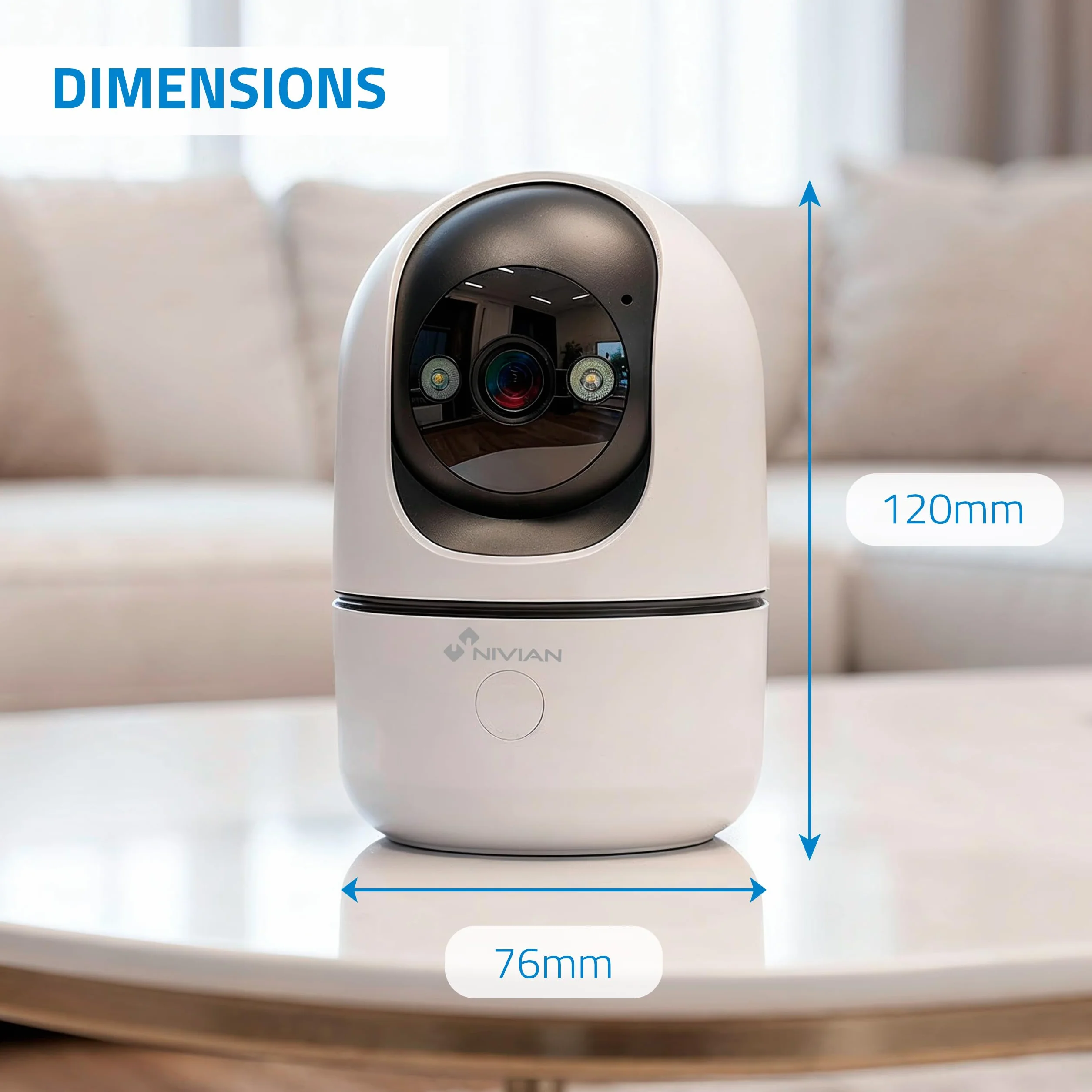 NIVIAN Kamera do monitoringu wewnętrznego 4G karta danych zawiera 3MP SuperHD 2K - Night Vision, Wykrywanie ludzkiej AI, automatyczne śledzenie, dwukierunkowy dźwięk, ruch 350°, kontrola aplikacji
