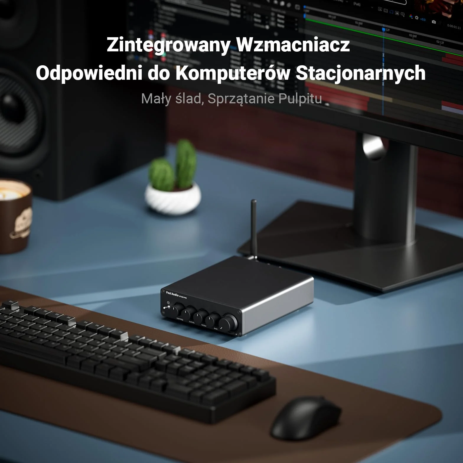Fosi Audio BT30D Pro TPA3255 Hi-Fi Bluetooth 5.0 Stereo Audio Wzmacniacz odbiornika 2.1-kanałowy wzmacniacz zintegrowany klasy D 165Wx2+350W do domu Na zewnątrz Pulpit Głośniki półkowe/Subwoofery