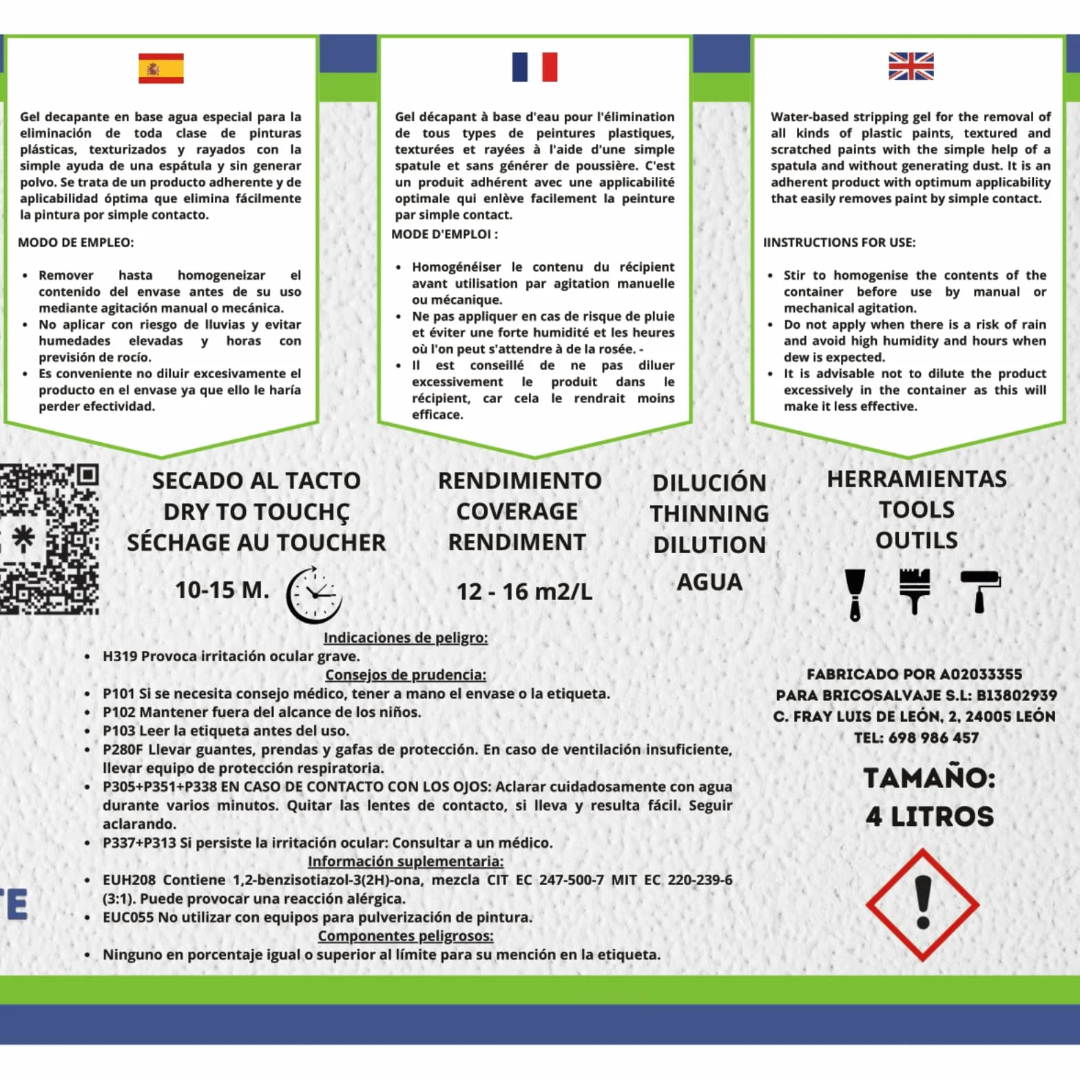 Płyn do usuwania kropli do farb z tworzyw sztucznych | Środek do usuwania farb | Żel niebieskawy | Łatwa aplikacja (750 ml)