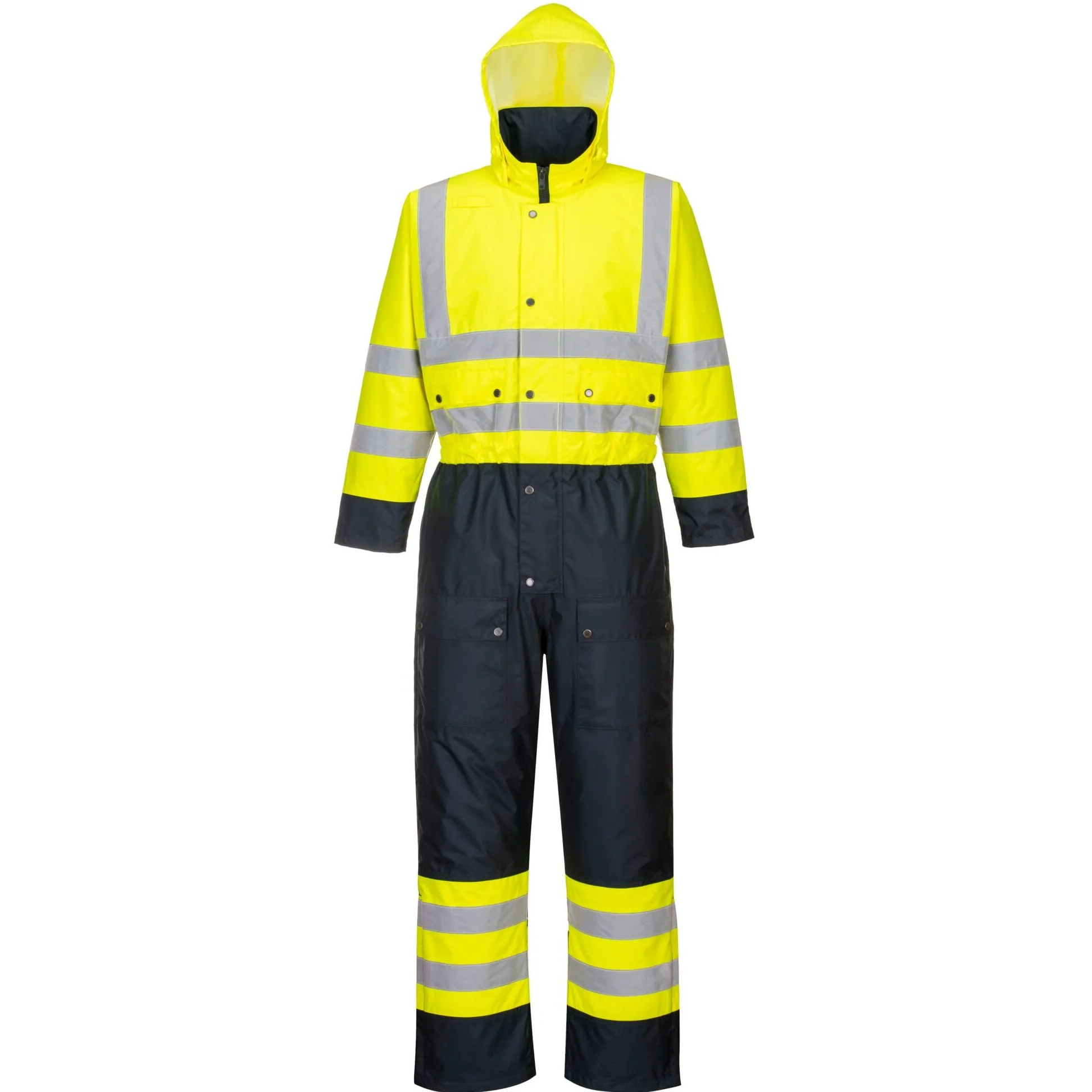 Portwest S485 Ostrzegawczy Kontrastowy Ocieplany Kombinezon, Żółty/Granatowy, Rozmiarowy XXXL