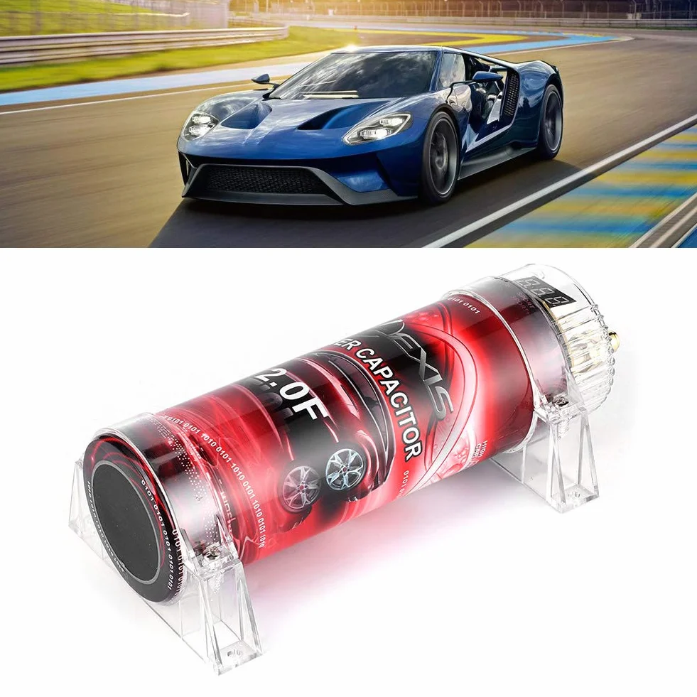 Car Audio kondensator odpowiedni do systemów do 2000 W, 2 stop aluminium + ABS Car Audio elektryczny kondensator mocy, wzmacniacz Vol Regulator