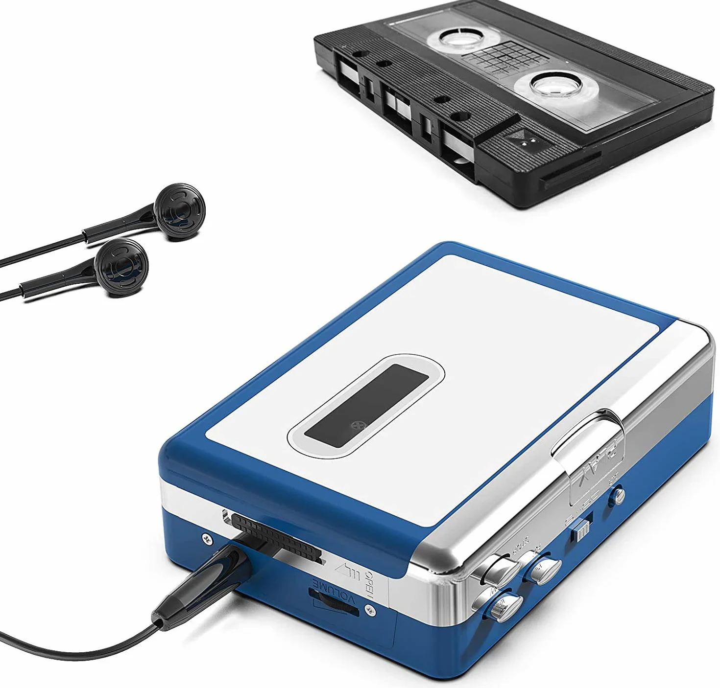 Y&H Przenośny rejestrator kasety Bluetooth, transfer muzyki w stylu retro na słuchawki Bluetooth lub głośniki, osobisty Walkman z słuchawkami