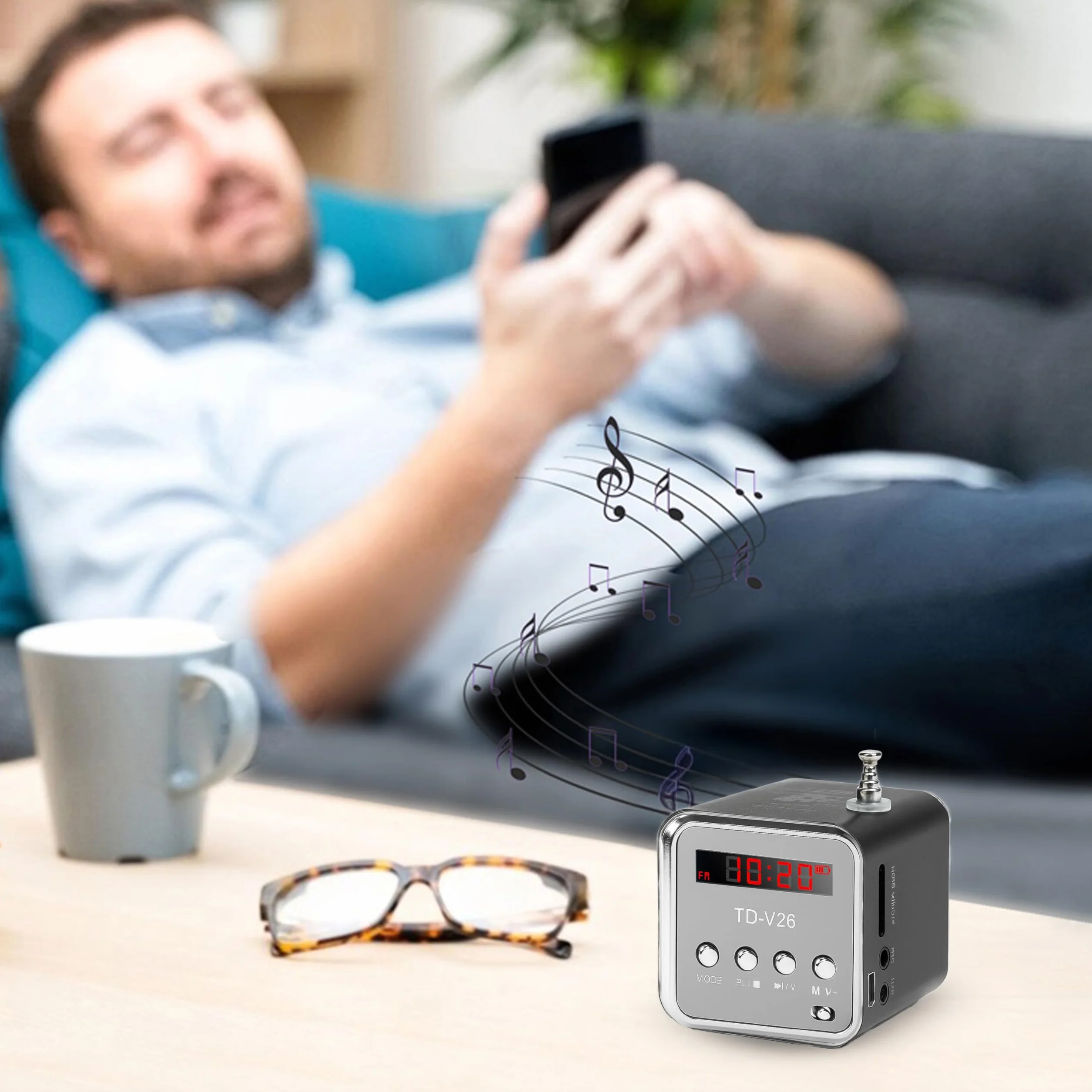 Retoo Głośnik Bluetooth Radio FM Mini Przenośny 3W LED