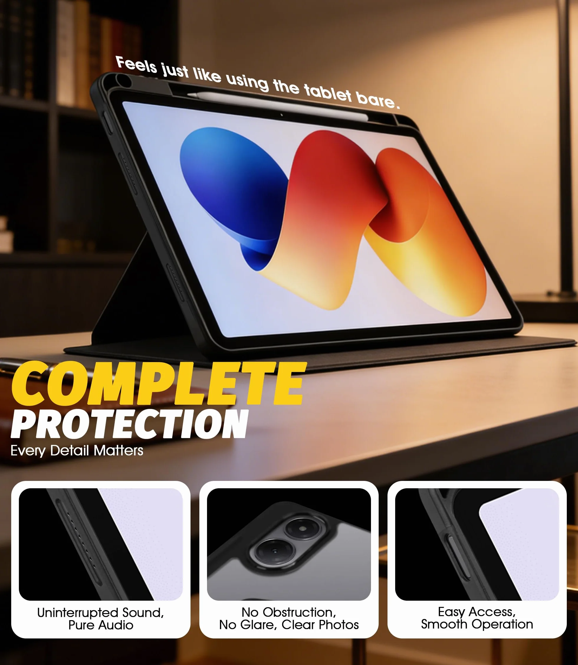 NEWZEROL Etui + 2 osłony ekranu ze szkła hartowanego kompatybilne z Xiaomi Redmi Pad 2 Pro 12,1 cala, ultracienka folia ochronna 9H, odporna na zarysowania, obracana o 360°