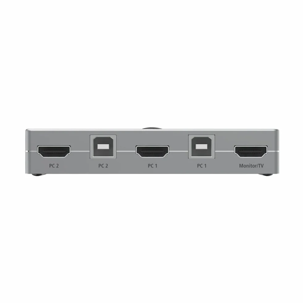 Hama Przełącznik KVM (1x HDMI/High Speed HDMI/max. 4K 30 Hz, 3x USB-A/USB 2.0/max. 480 Mbit/s, zasilanie USB, 4K, 11,4x5x2 cm) srebrny