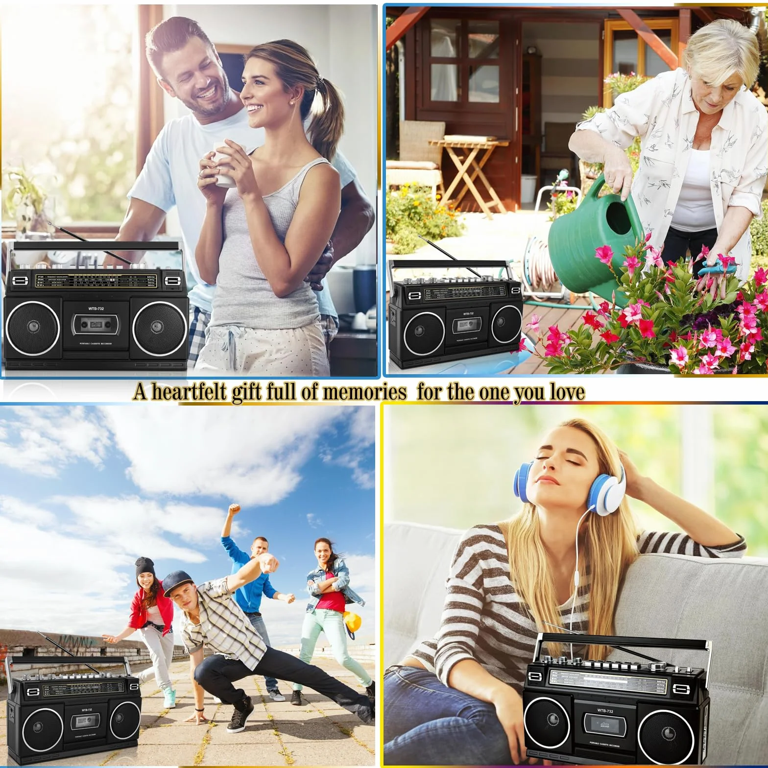 Retro Boombox Bluetooth 24 W z Odtwarzaczem Kasetowym Radio AM/FM/SW USB micro SD
