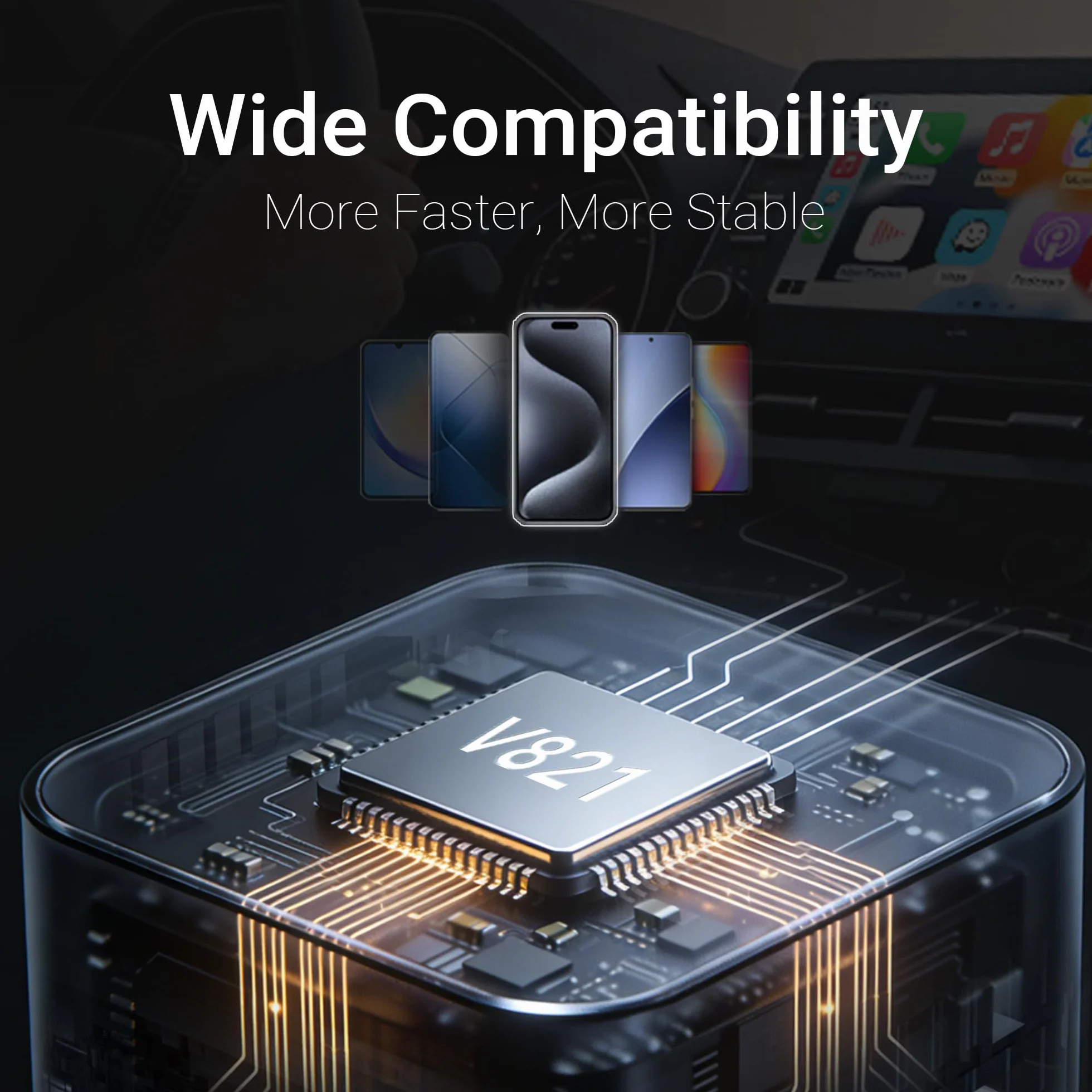 MINIX CA525 Mini bezprzewodowy adapter CarPlay i Android Auto, ulepszony 2 w 1 2026, przewodowy do bezprzewodowego dongla, przełącznik jednym przyciskiem, Plug & Play USB-A/C, WiFi 6 i Bluetooth 5.4