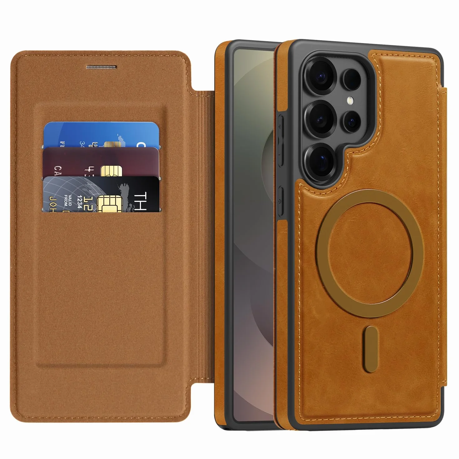 Etui Samsung Galaxy S26 Ultra, portfel ze skóry PU z RFID, magnetyczne zamknięcie, ochrona anty-upadkowa