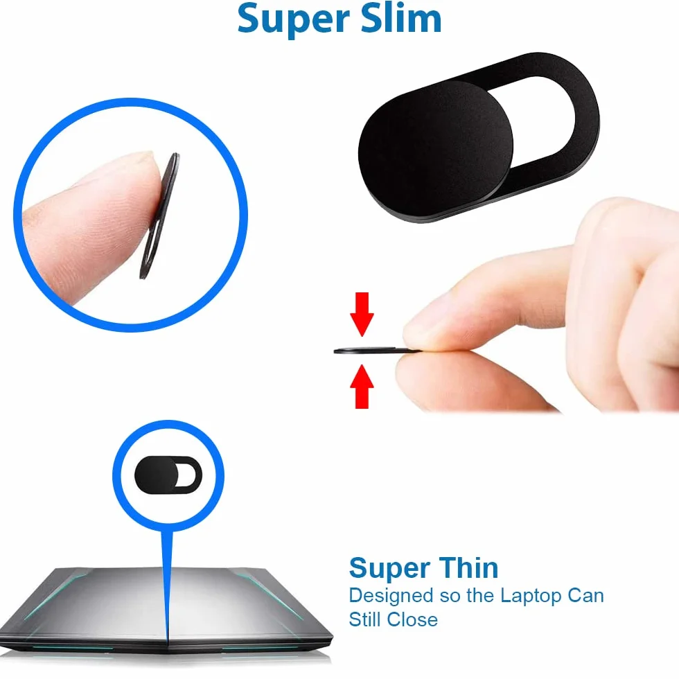 MMOBIEL Okładka kamery internetowej Universal do laptopa Ochrona ochrony prywatności Ultra-cienki 0,5 mm kompatybilna z każdym laptopem/MacBook/Tablet/iPad/iPhone-Black