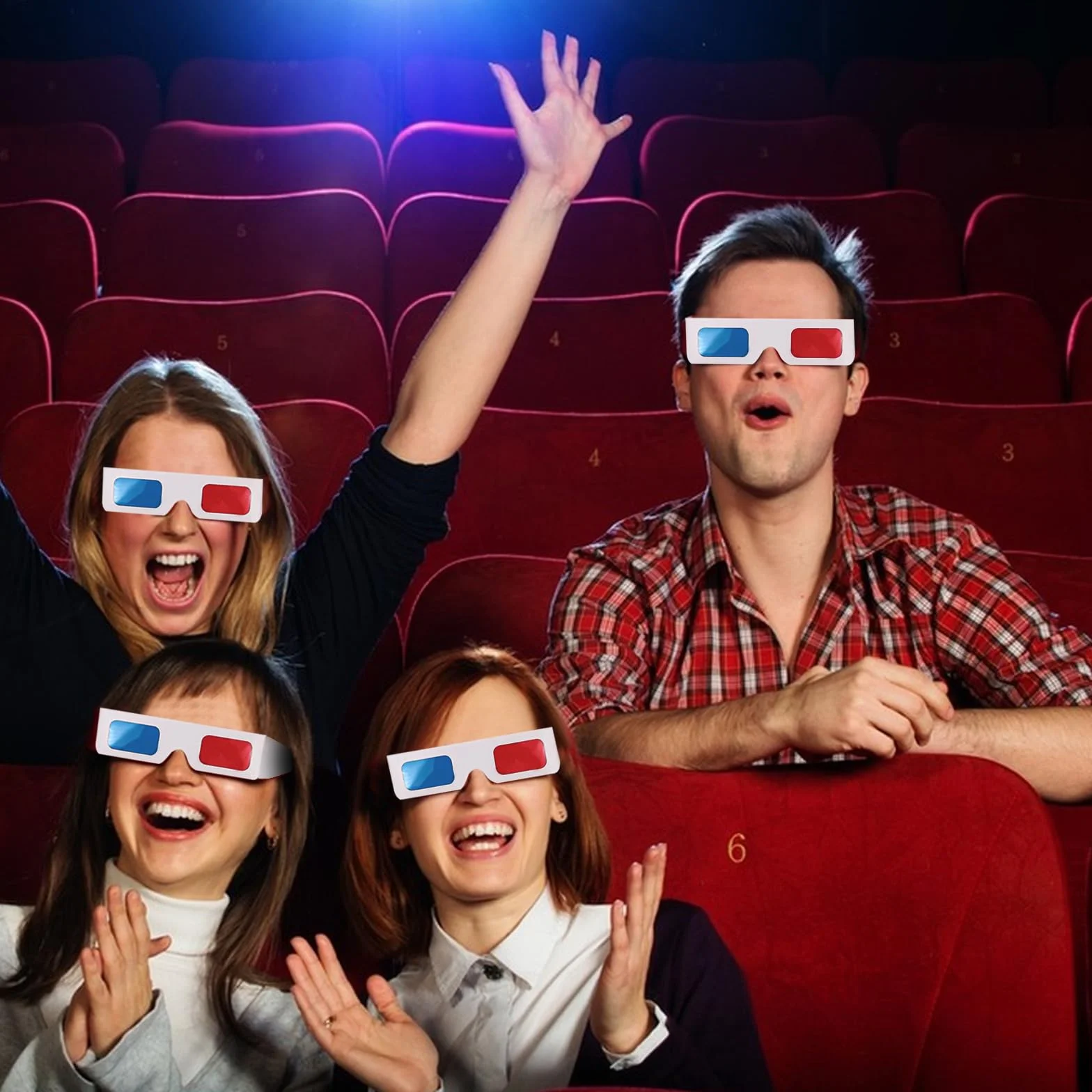 Papierowe okulary 3D czerwone i niebieskie soczewki 40 par