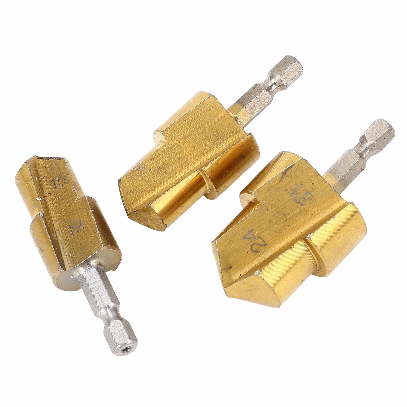 Greensen Pipe Reamer Bit, PVC Pipe Reamer Conduit Drill Bit Zestaw 3-częściowy 19mm 24mm 31mm do Rur PPR PVC z Sześciokątnym Trzonkiem Pasuje do Większości Wiertarek Elektrycznych