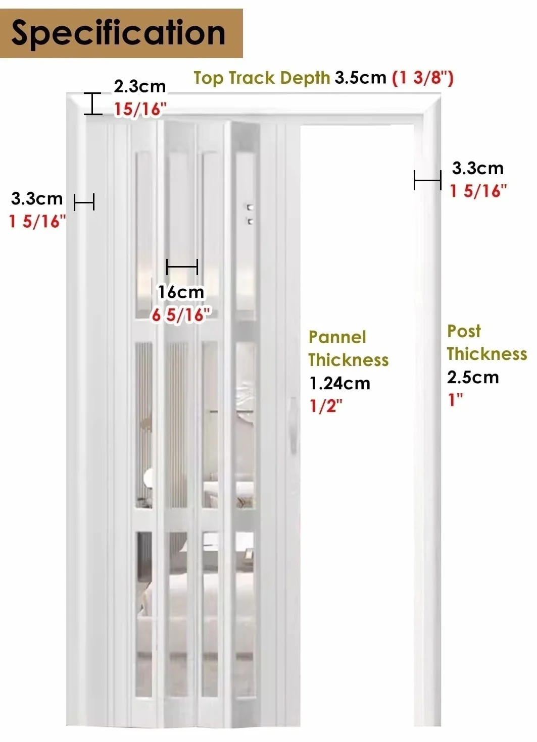 Drzwi harmonijkowe z PCW ze sprzętem instalacyjnym, 230 cm wysokości, składane drzwi do łazienki, sypialni, pralni, oszczędność miejsca, panel design 170,2 cm x 230 cm
